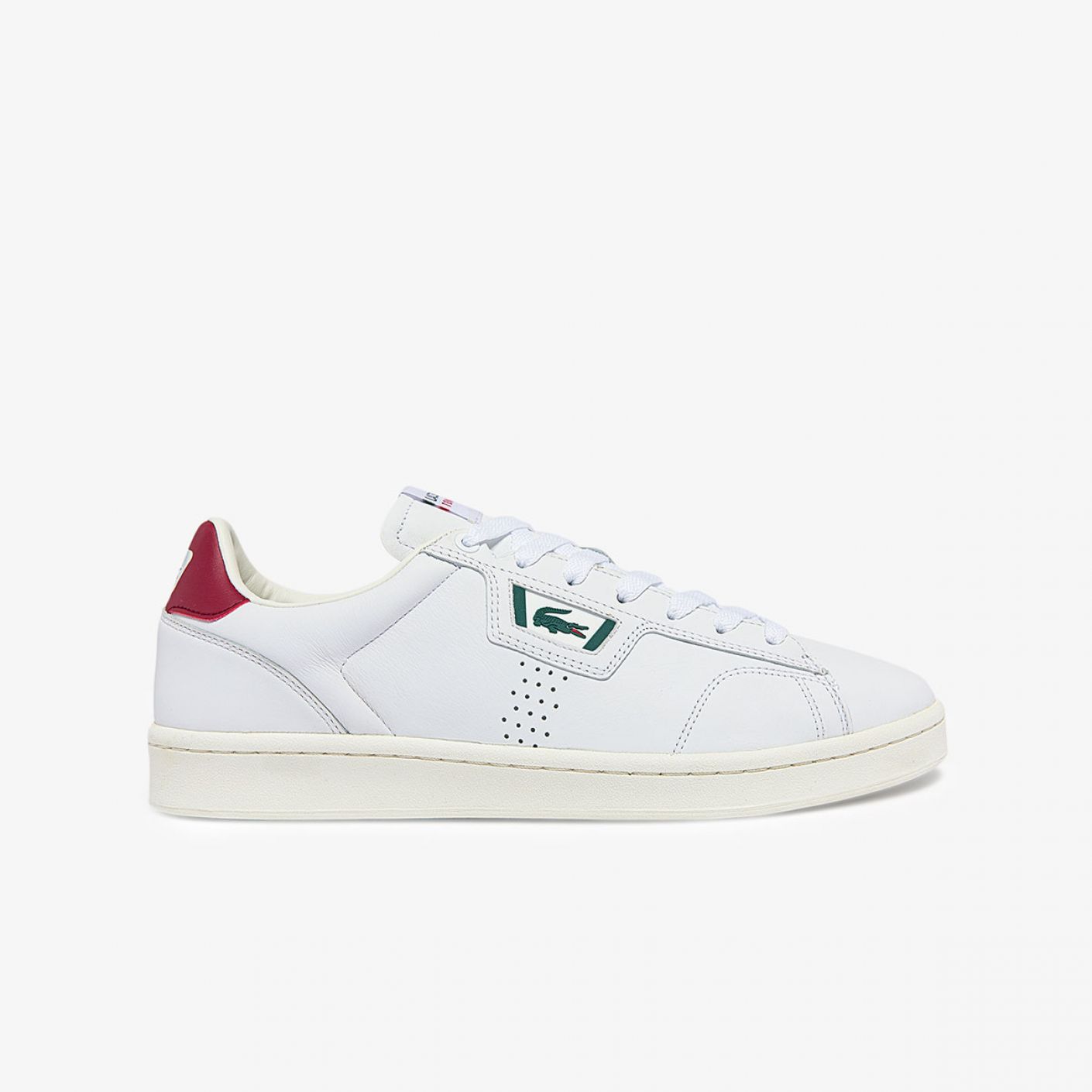 Lacoste Masters Classic in White/Burgundy Leather