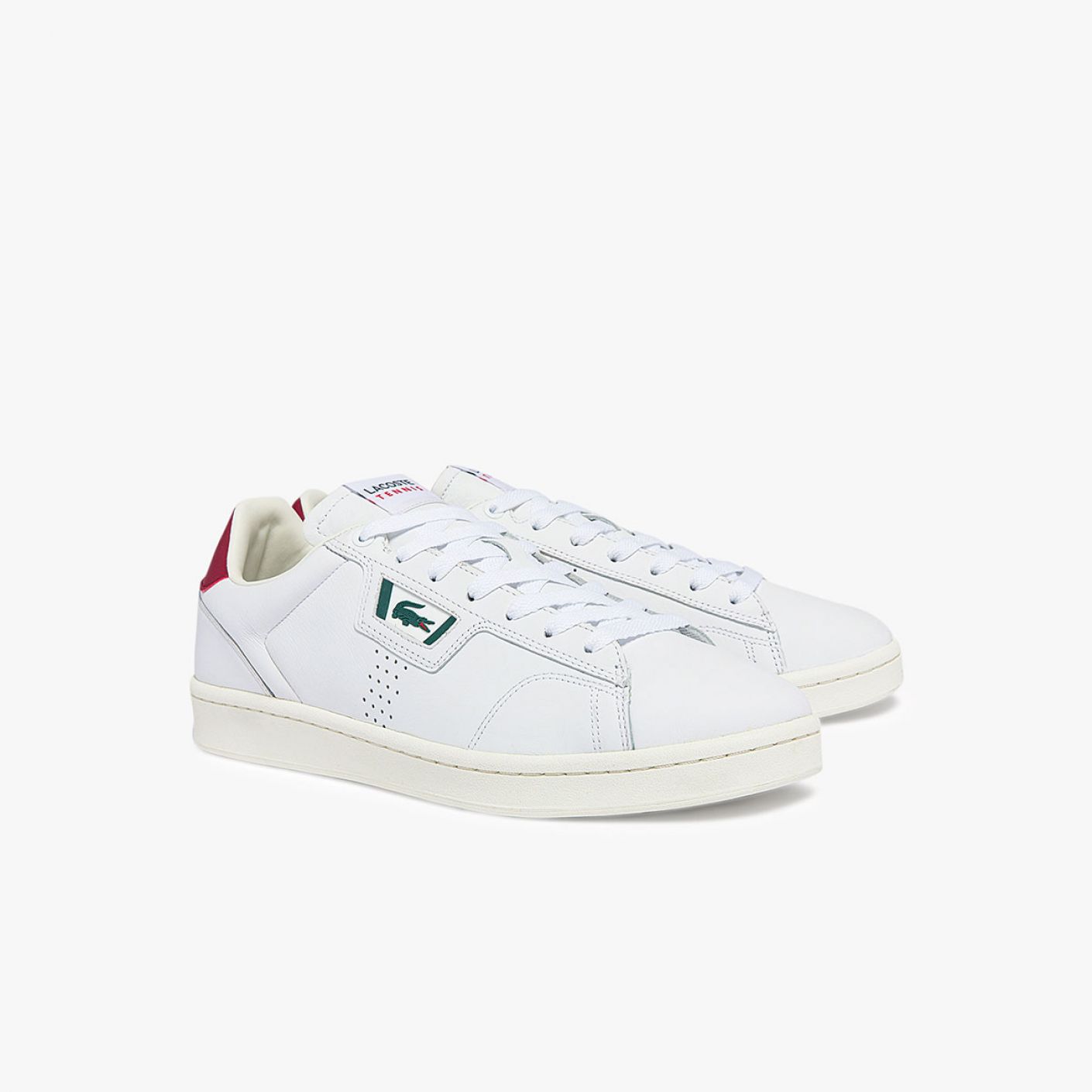 Lacoste Masters Classic in White/Burgundy Leather