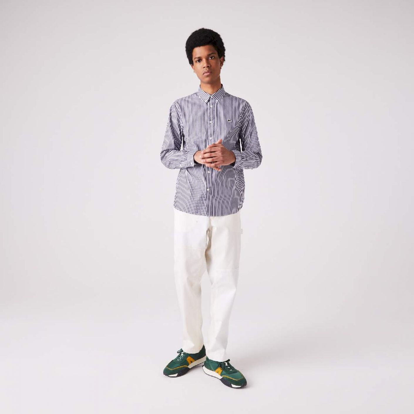 Lacoste Regular Fit Long Sleeve Shirt White-Navy