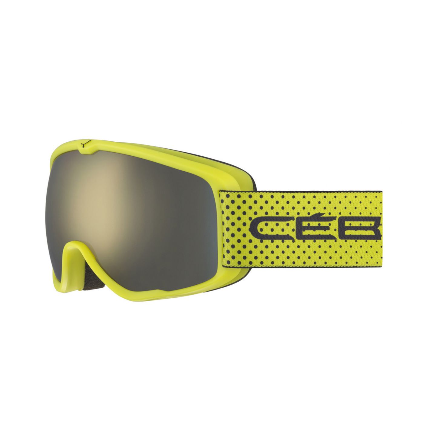 Cebé Ski Mask Artic Lime Black Dots, Dark Smoke Flash Gold Lens for Kids