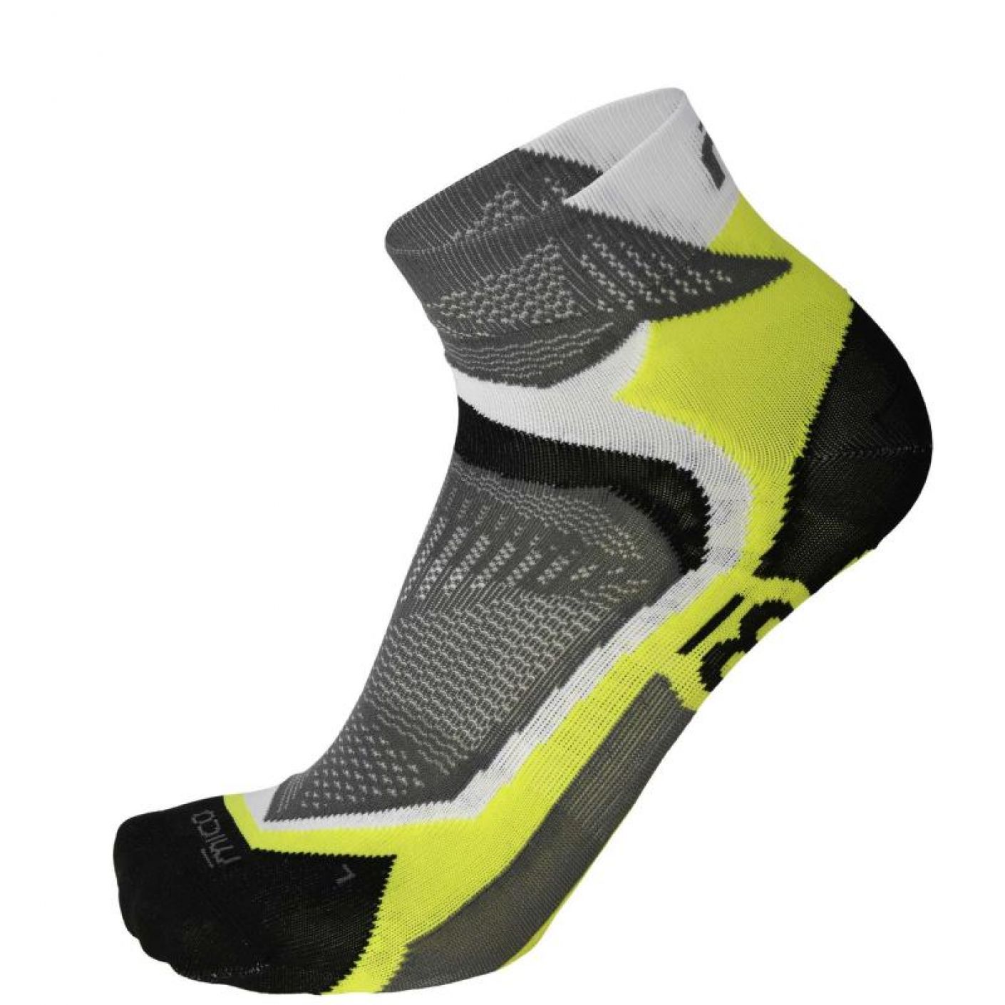 Mico Extra-Lightwight Performance Running Short Sock Grey-Yellow