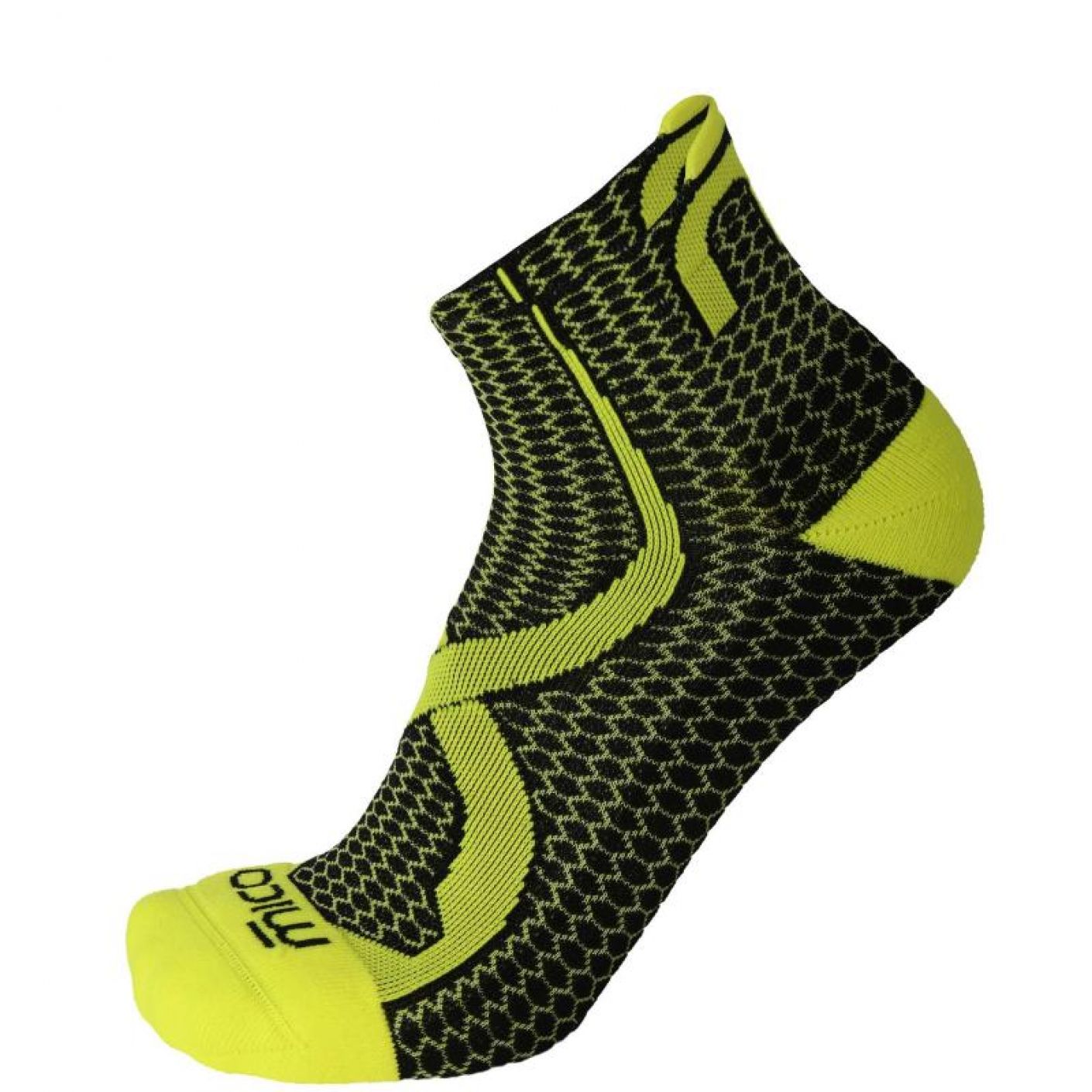 Mico Trail Run Short Sock Lightweight Odor Zero Ionic+ Yellow