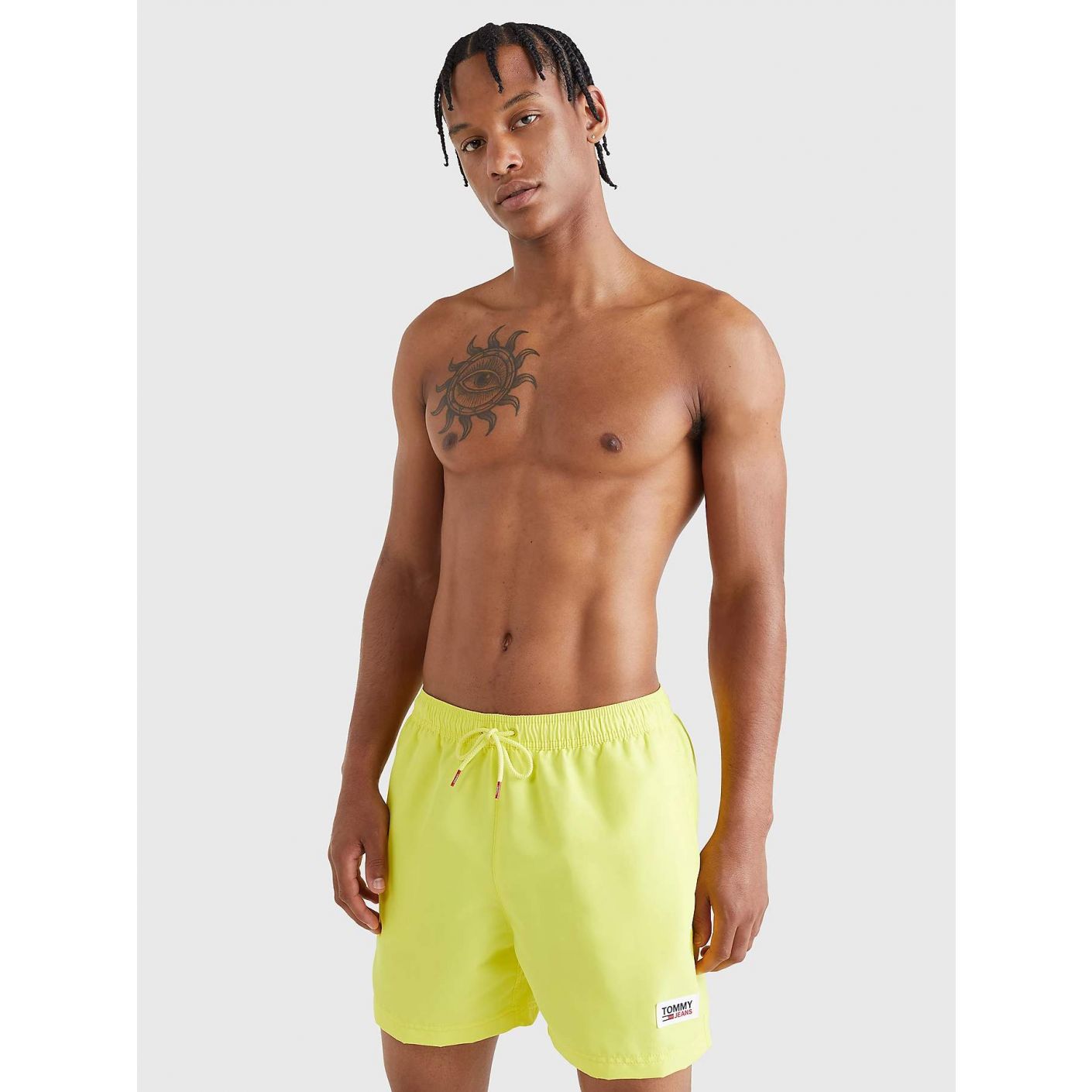 Tommy Hilfiger Medium Length Drawstring Swimsuit with Patch Yellow