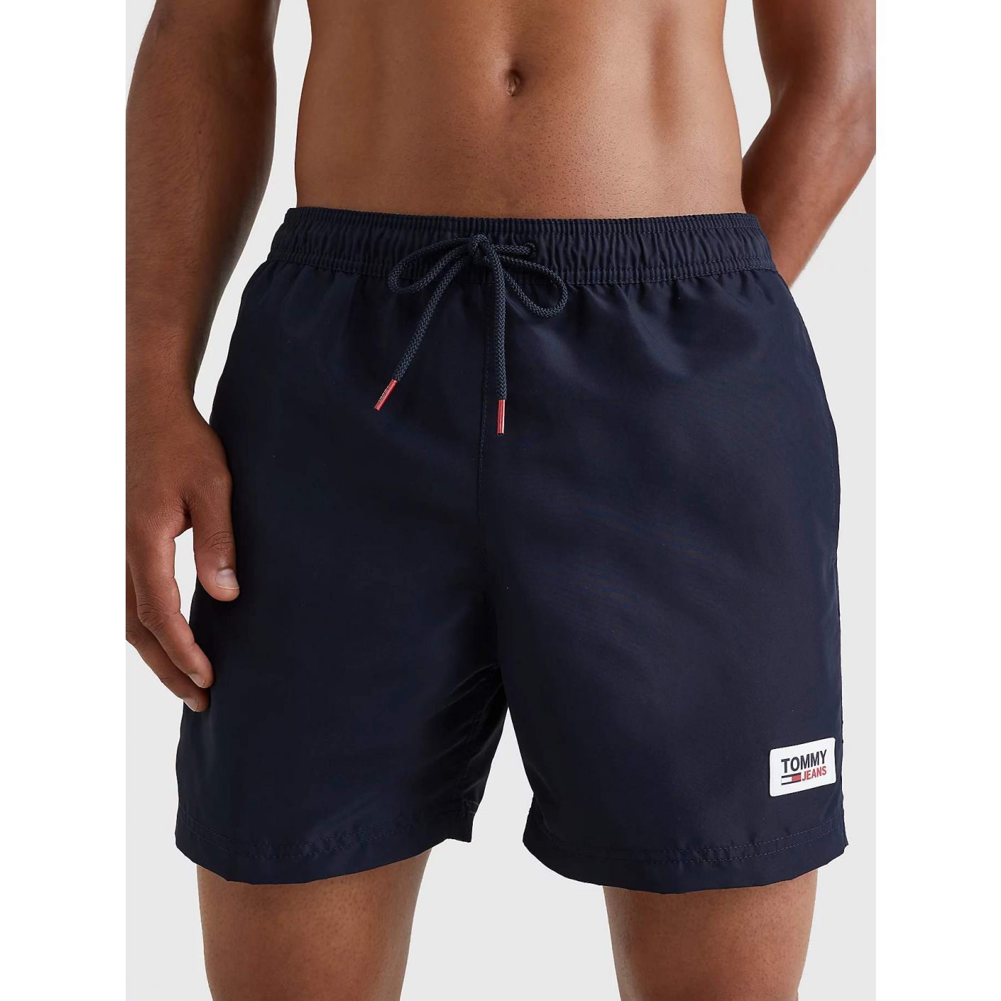 Tommy Hilfiger Mid-Length Drawstring Swimsuit with Patch Blue