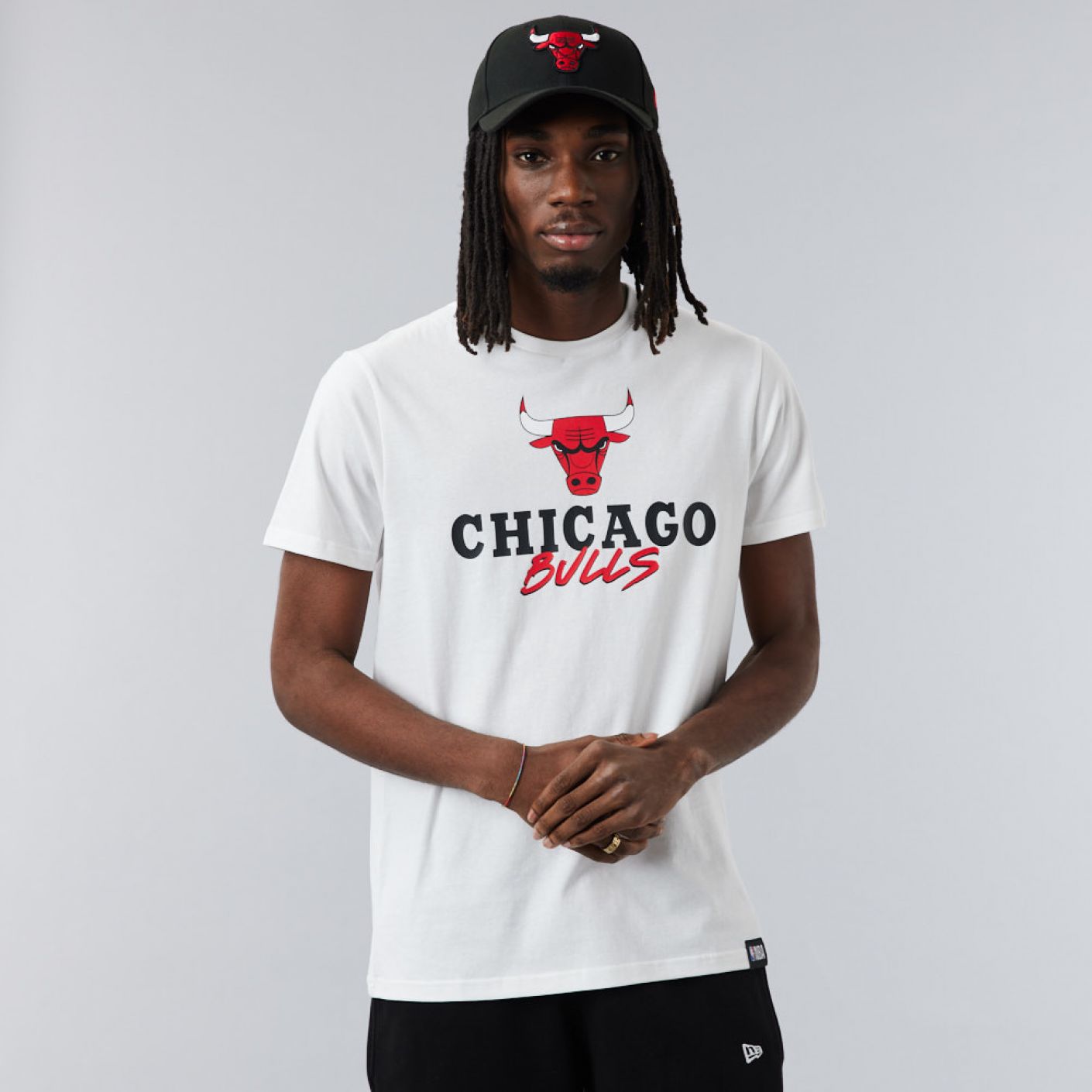 New Era T-shirt Chicago Bulls NBA Script bianca