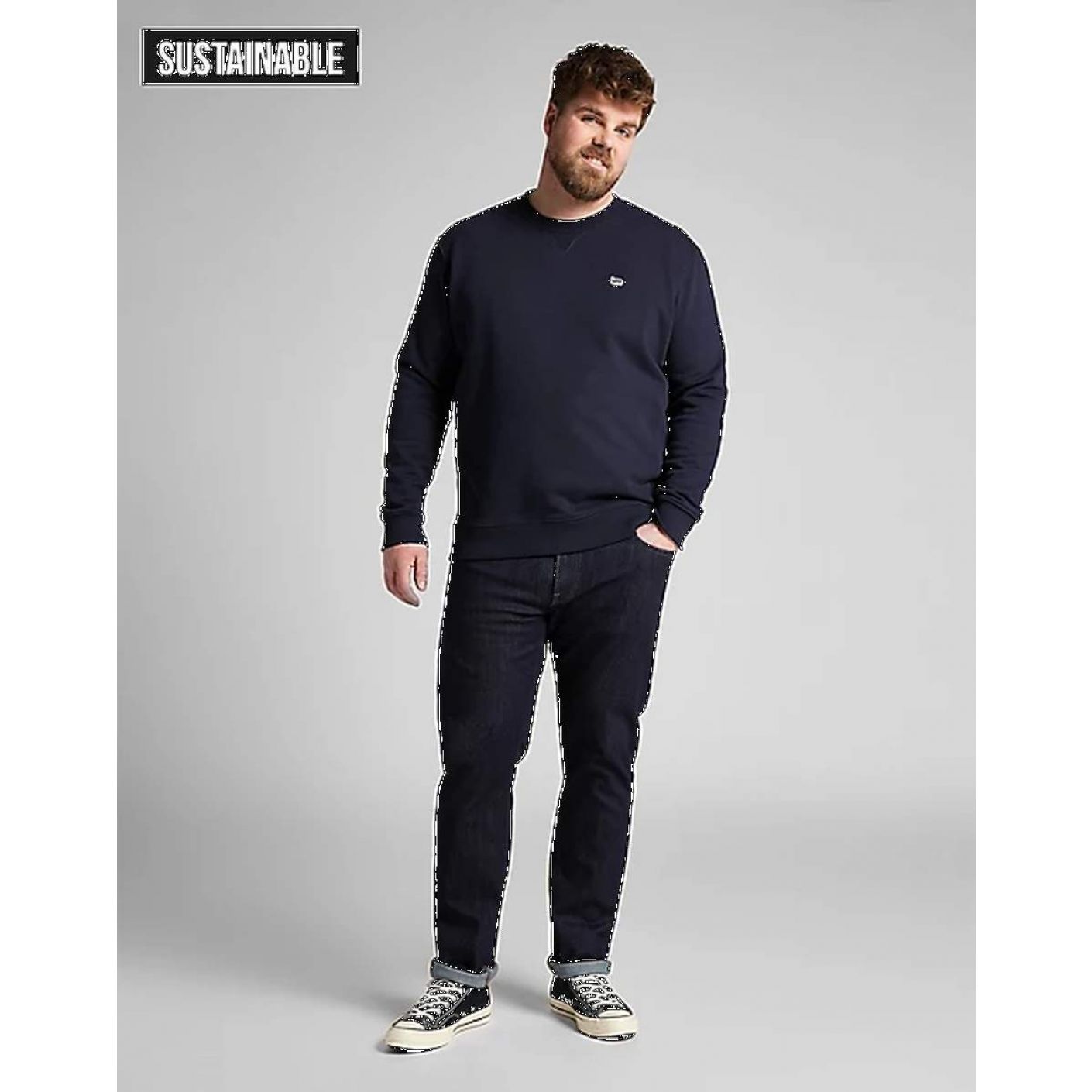 Lee Sweatshirt Plain Crew Sweatshirt Navy for Men