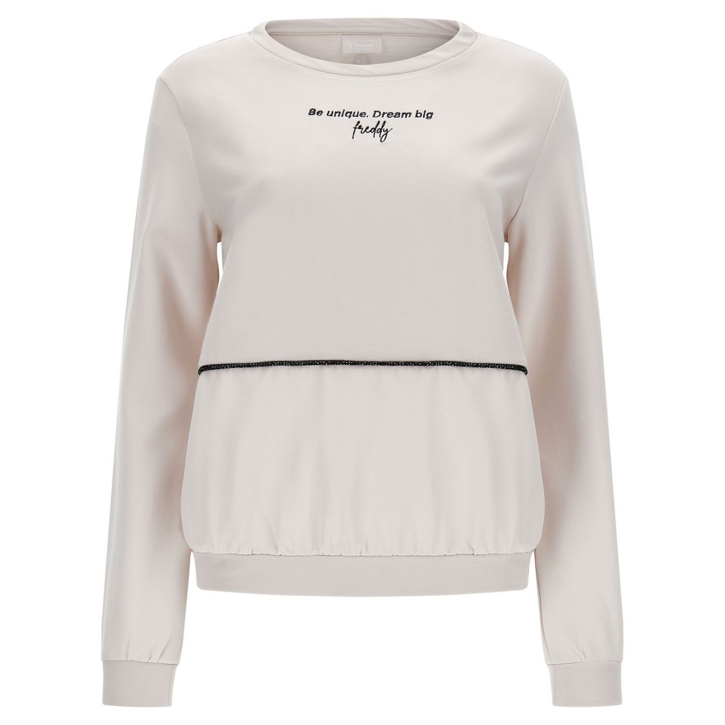 Freddy Women's White Lurex Detail Crewneck Sweatshirt