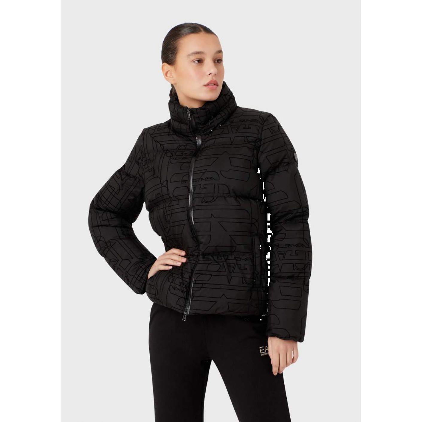 EA7 Winter Jackets with hood and all-over print Women