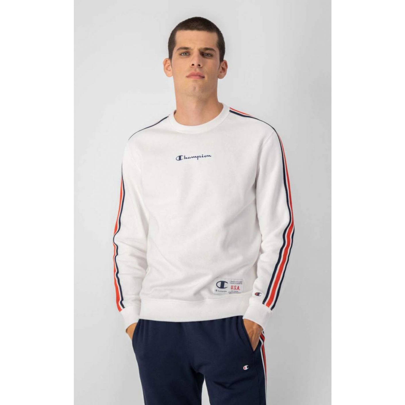 Champion Basketball Sweatshirt with Fleece Lining White