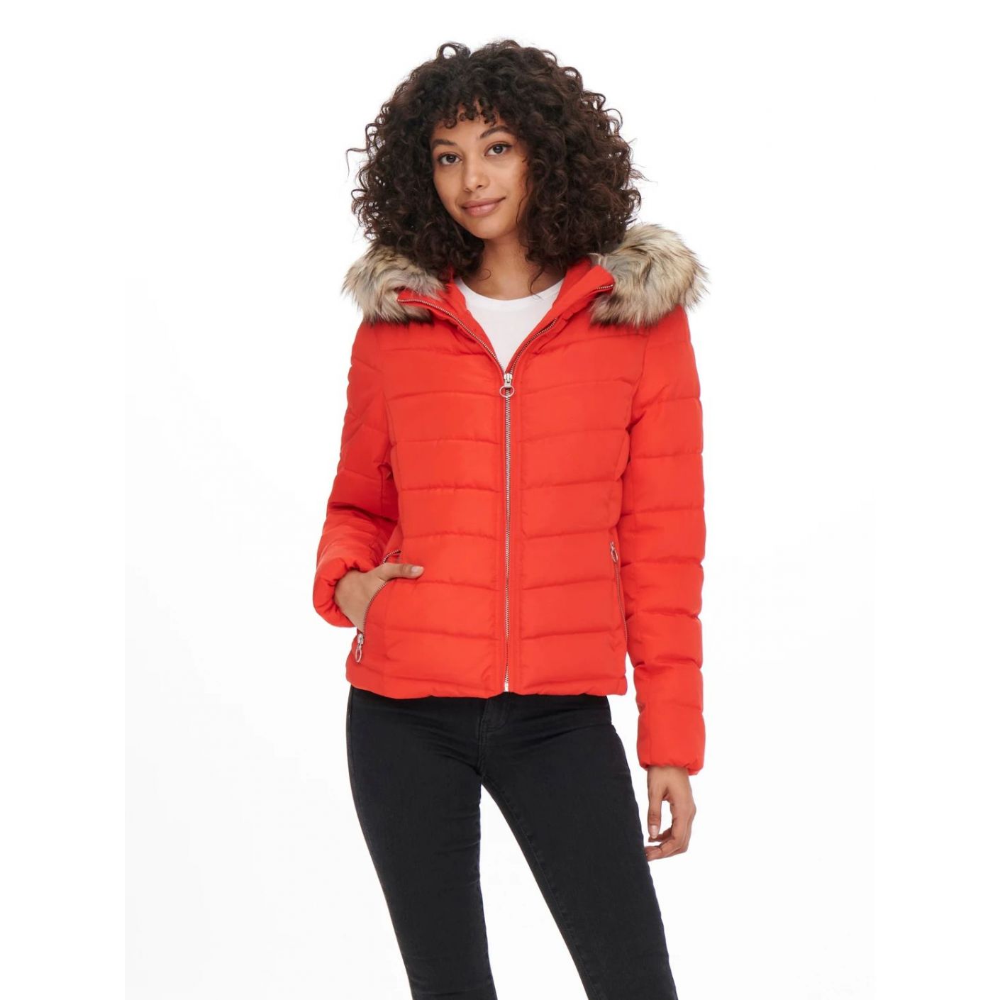 Only Short Quilted Red Alert Jacket for Women