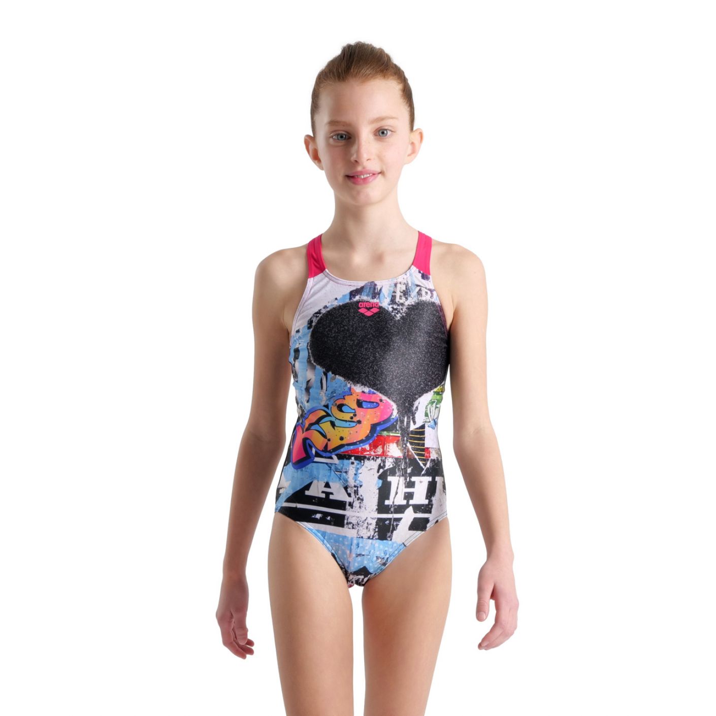 Arena Graffiti Print One-Piece Girls Costume