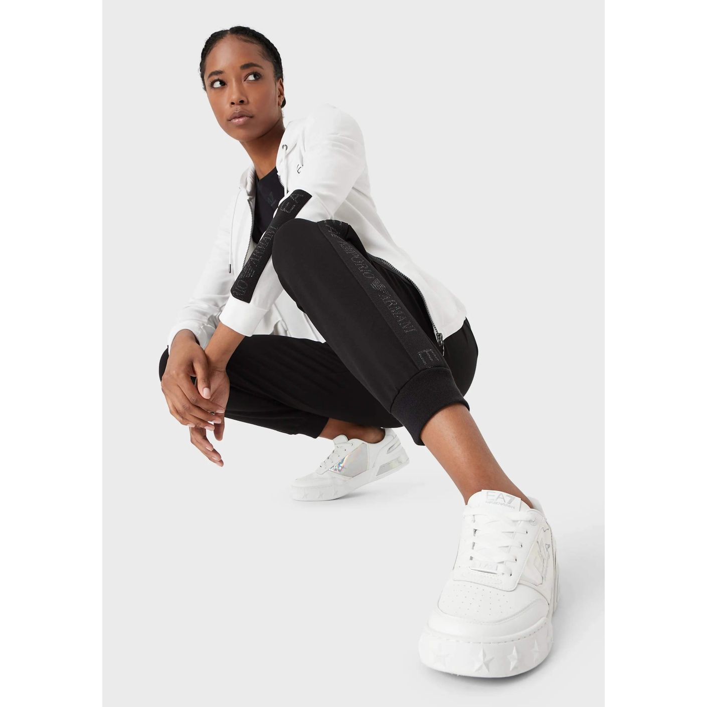 EA7 Logo Series Pants with Logo Tape Detail