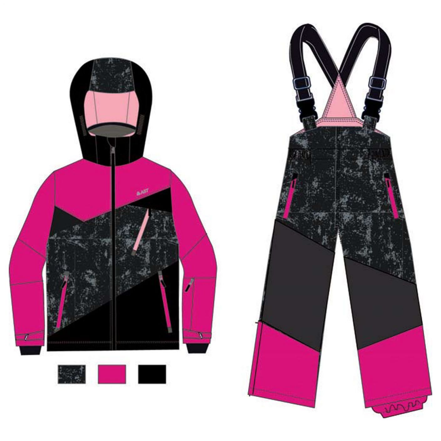 AST Infant Ski Set in Twill Black/Pink