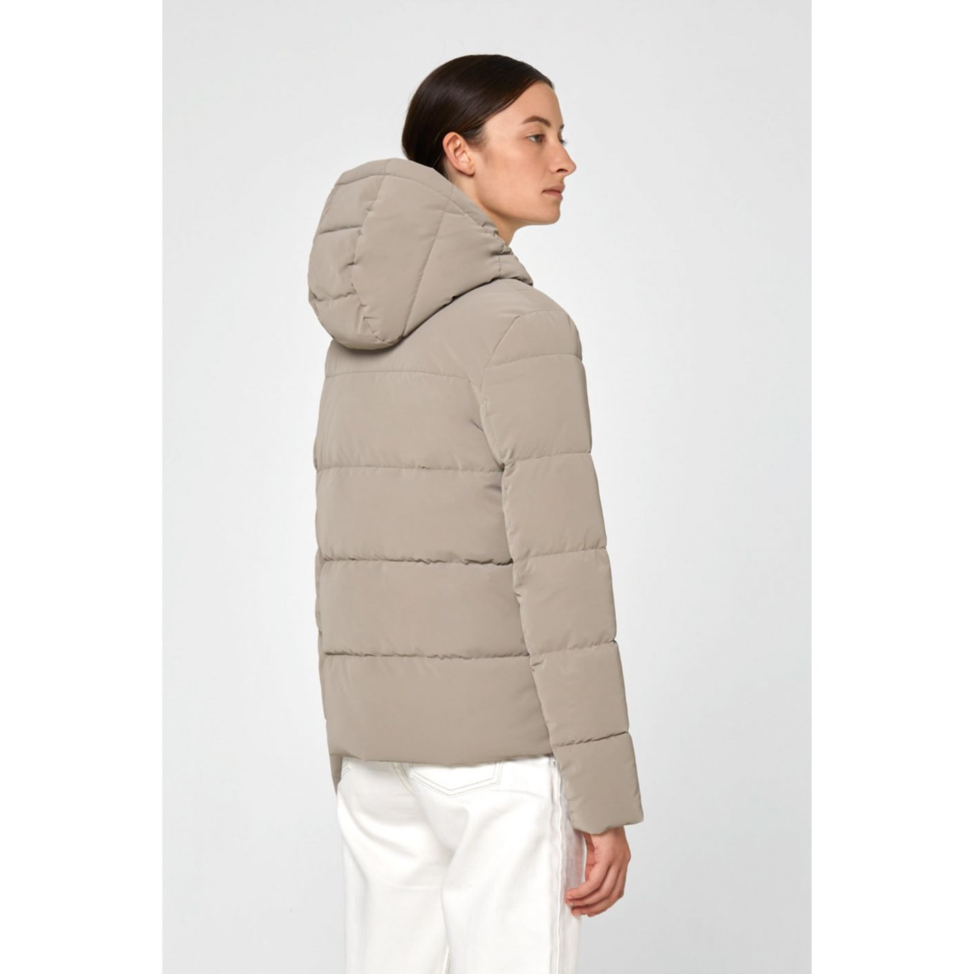 Brekka Velvet Touch Beige Short Down Jacket