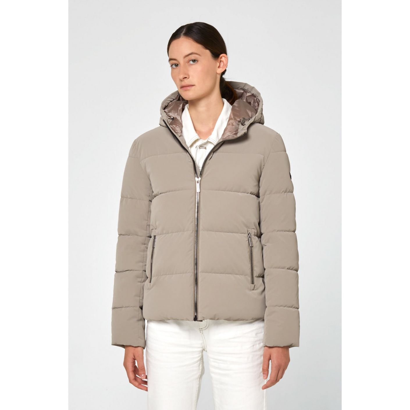 Brekka Velvet Touch Beige Short Down Jacket