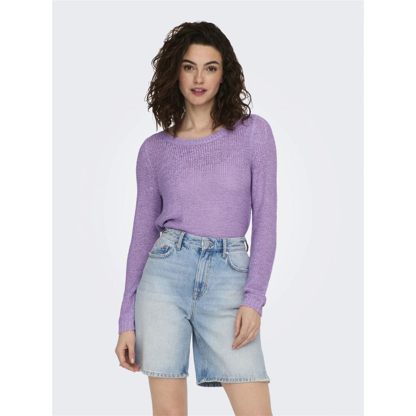 Only Pullover Onlgeena Texture Knitted Purple Rose for Women 