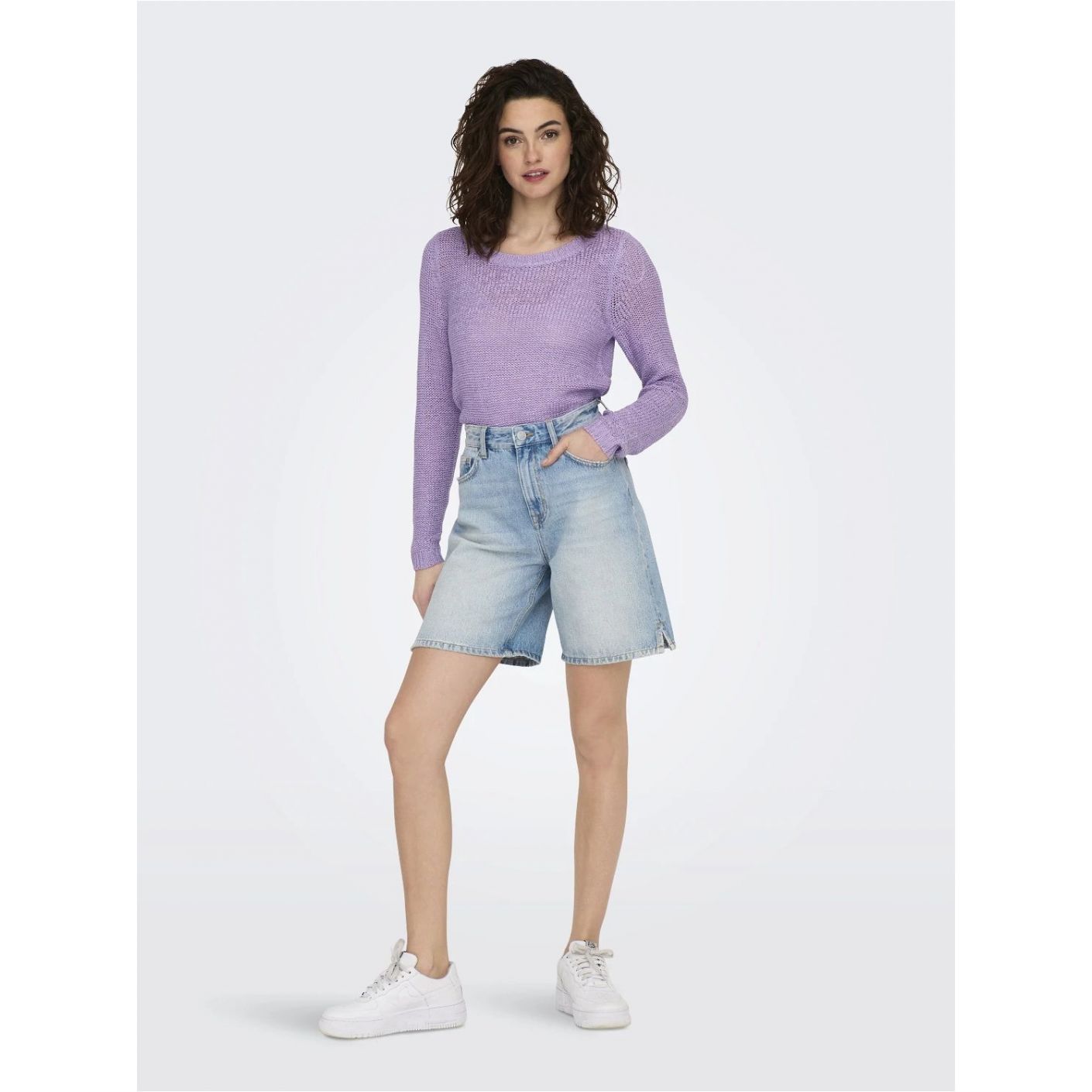 Only Pullover Onlgeena Texture Knitted Purple Rose for Women 