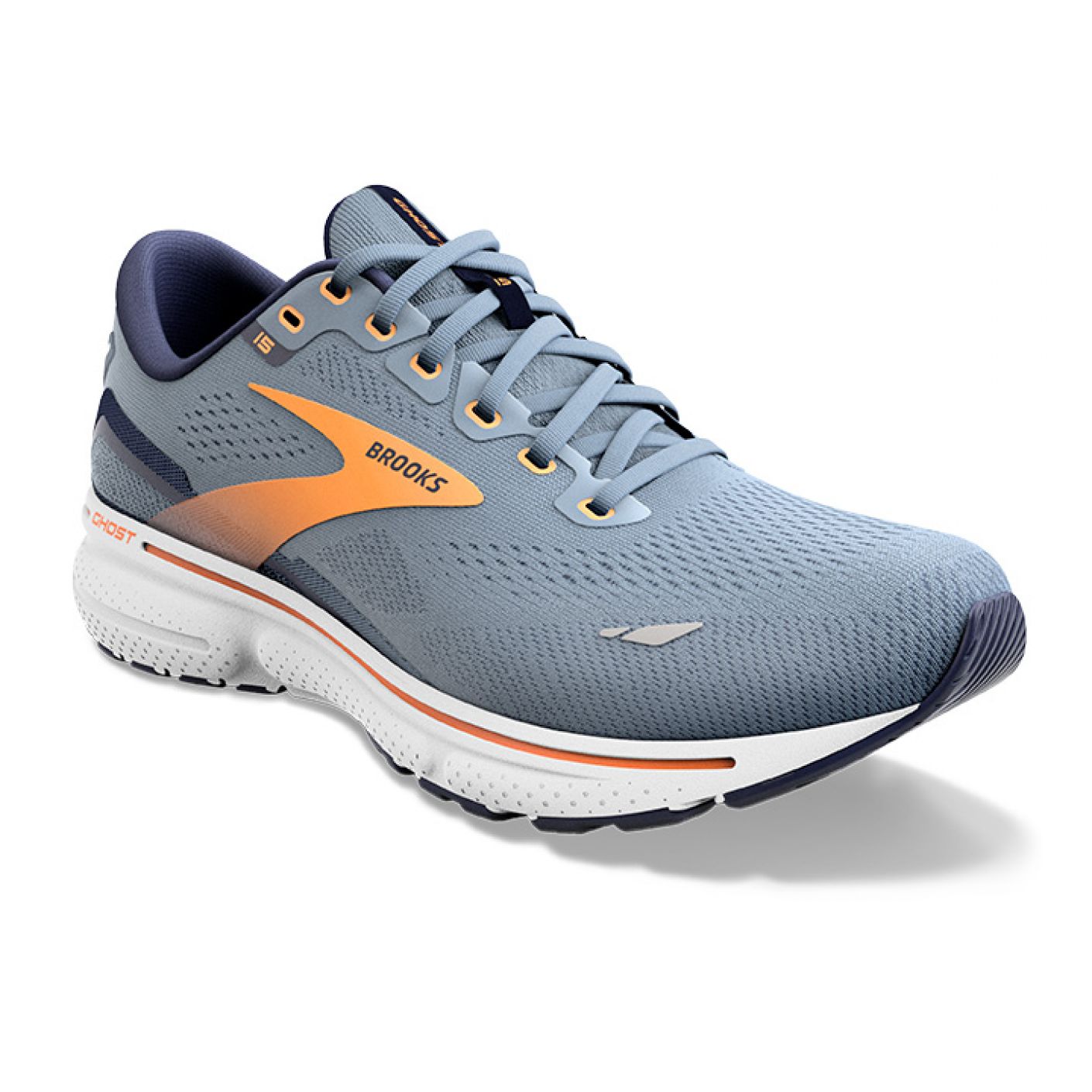 Brooks Ghost 15 Flintstone Peacoat Orange Pop Uomo