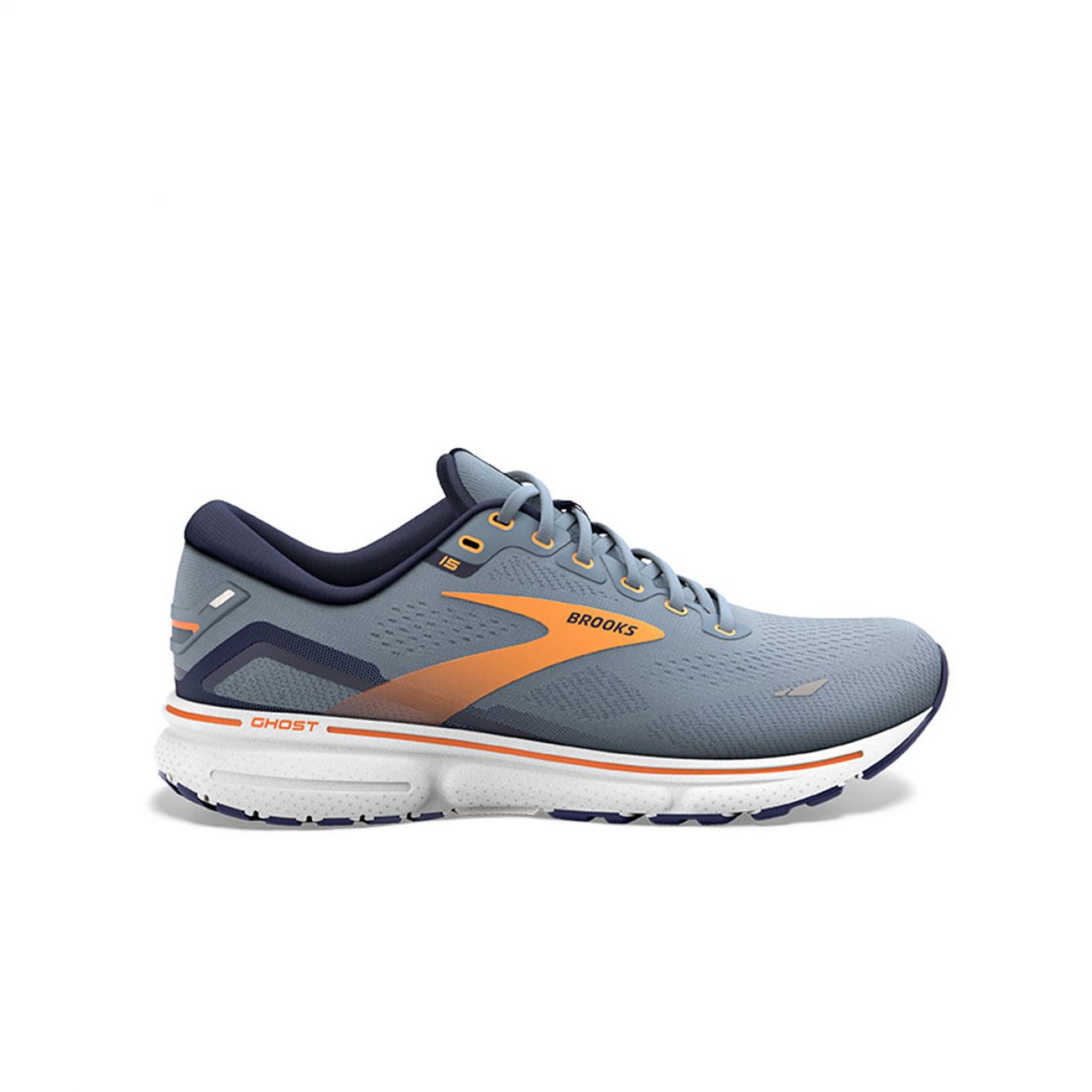 Brooks Ghost 15 Flintstone/Peacoat/Orange Pop for Men