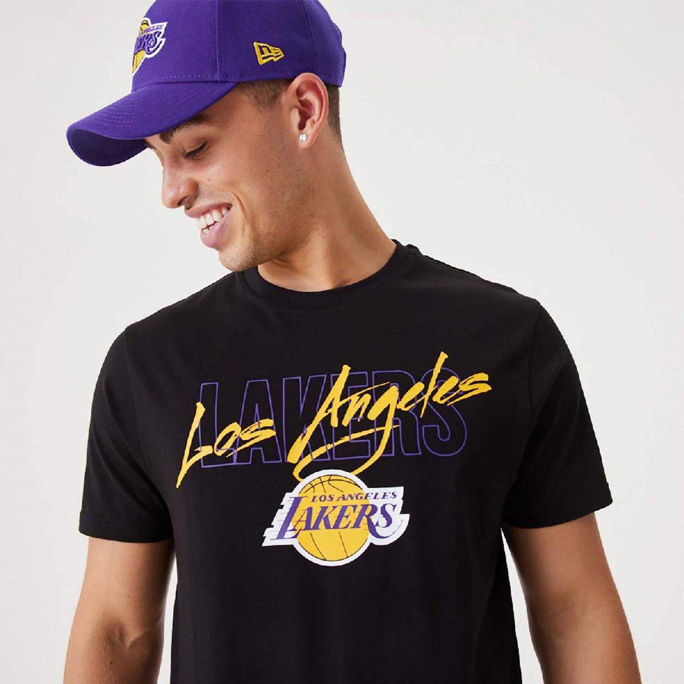 New Era T-shirt LA Lakers NBA Script nera