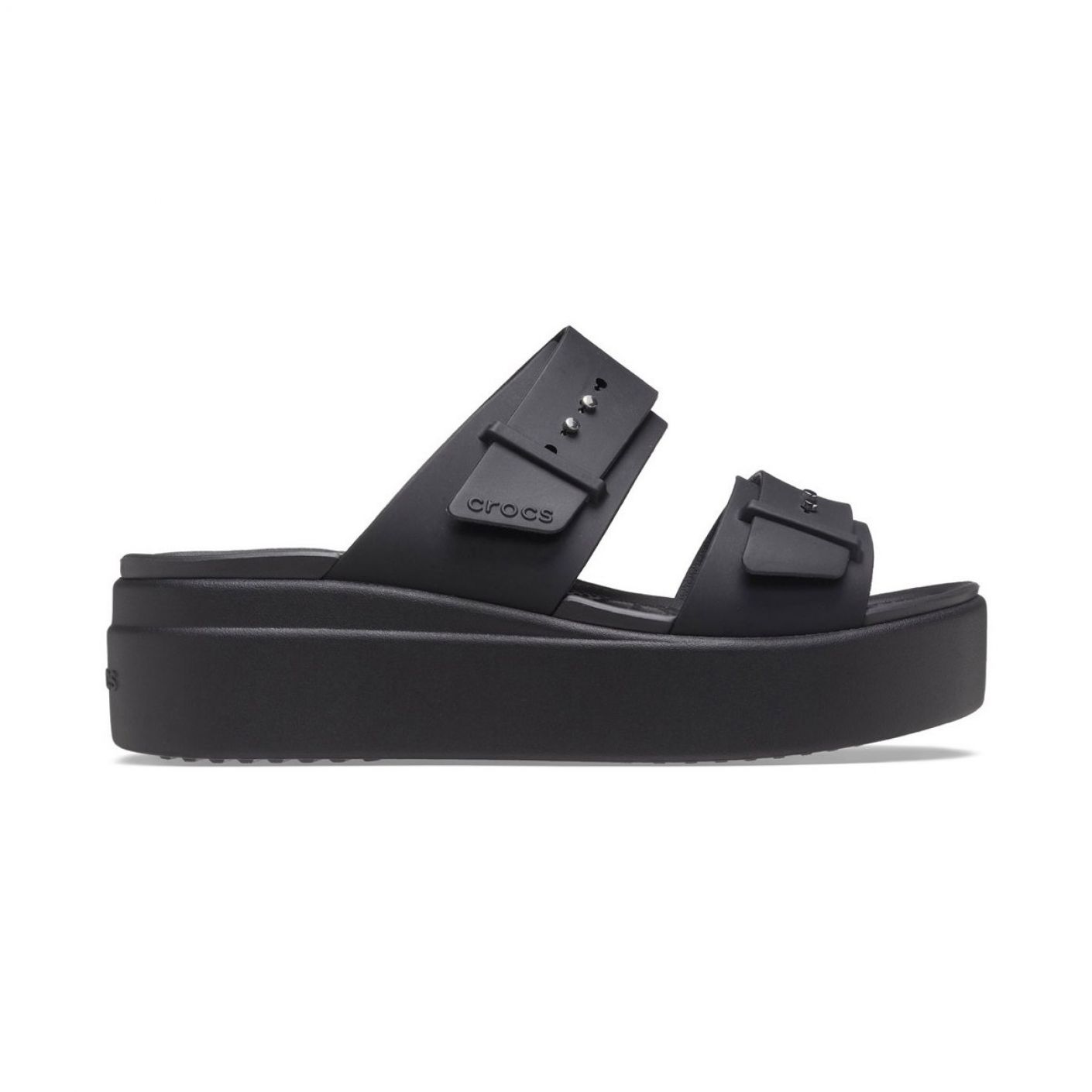 Crocs Brooklyn Sandal Buckle Low Wedge Black for Women