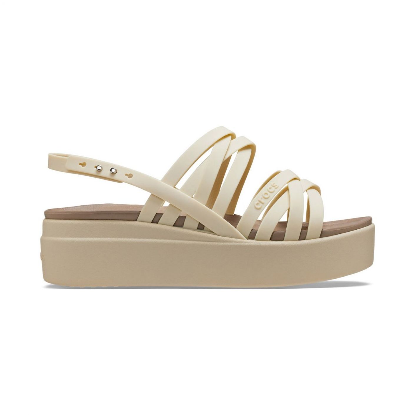 Crocs Brooklyn Strappy Low Wedge Bone White for Women