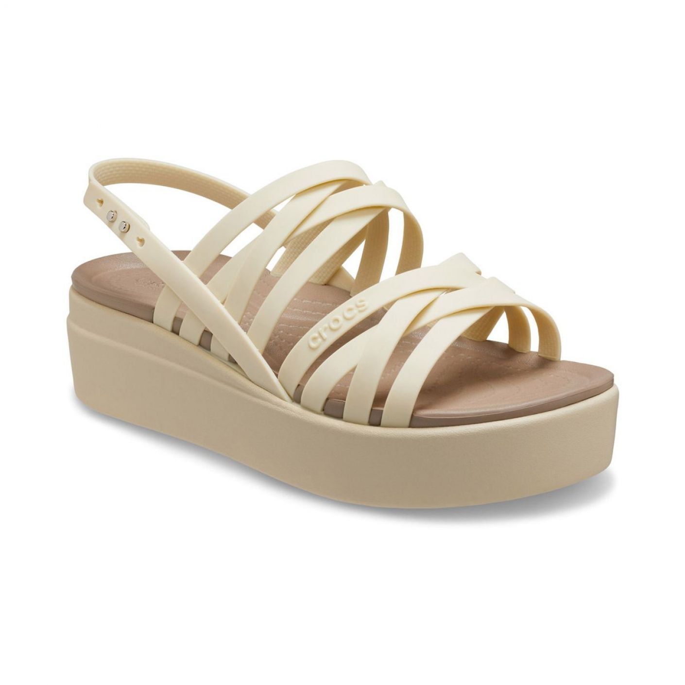 Crocs Brooklyn Strappy Low Wedge Bone White for Women