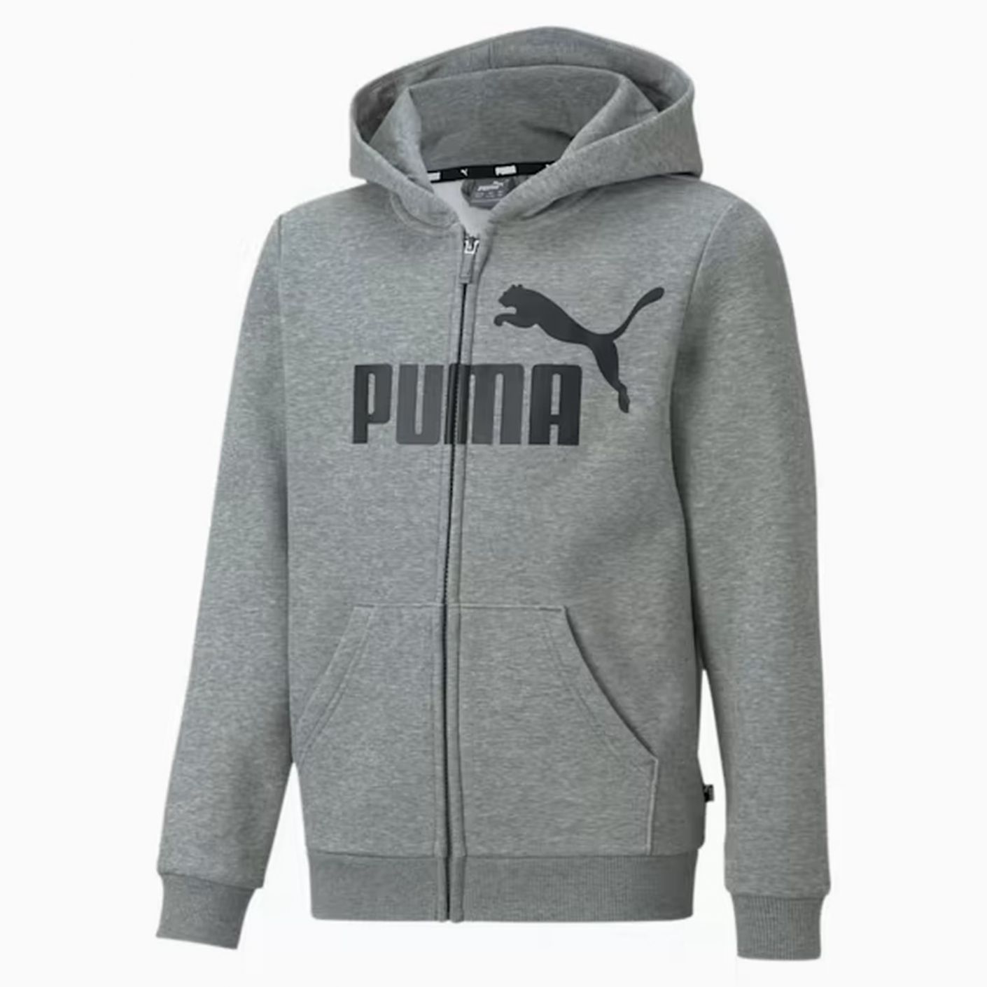 Puma Essential+ Big Logo Full Zip Hoodie Grey for Boys