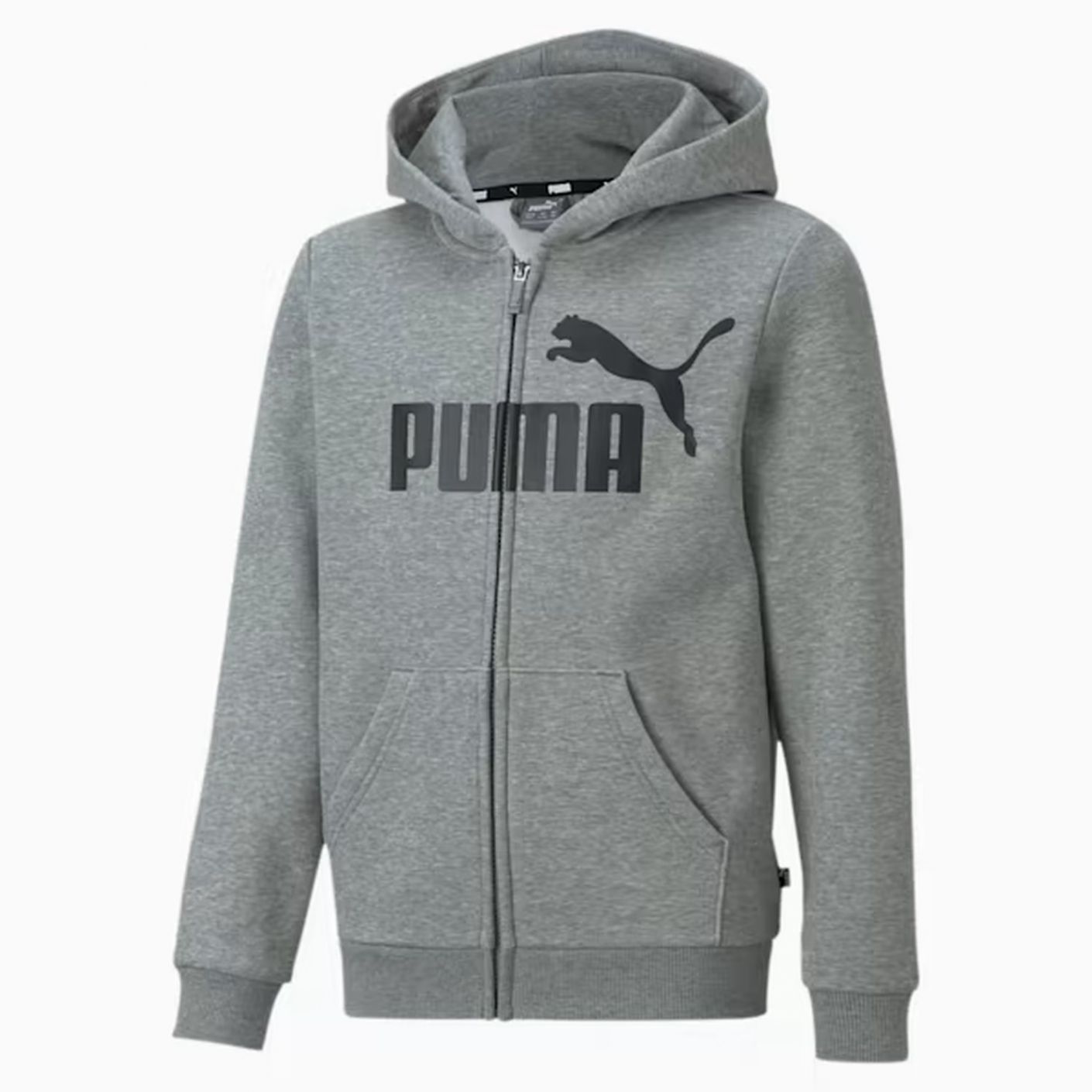 Puma Felpa con zip integrale Essential+ Big Logo Grigia da Ragazzo