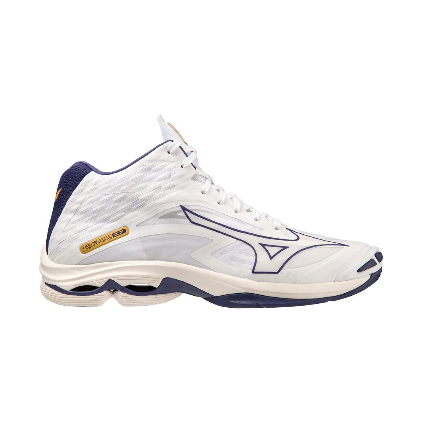 Mizuno Wave Lightning Z7 Mid Weiß/Blaue Schleife/MP Gold