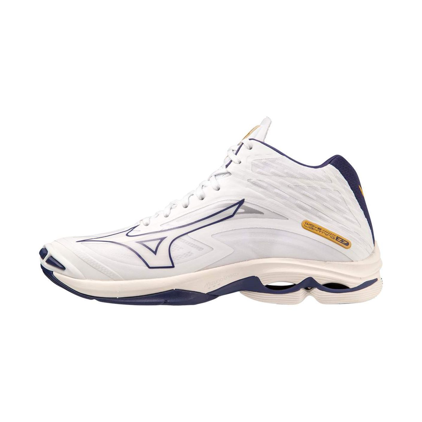 Mizuno Wave Lightning Z7 Mid Weiß/Blaue Schleife/MP Gold