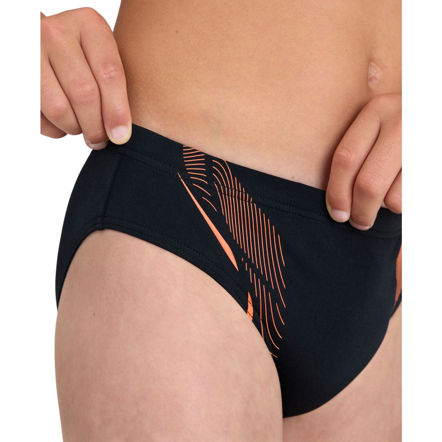 Arena Black - Orange Logo Graphic Print Briefs for Children