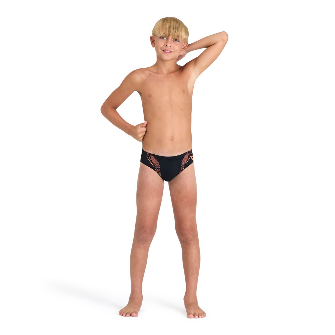 Arena Black - Orange Logo Graphic Print Briefs for Children