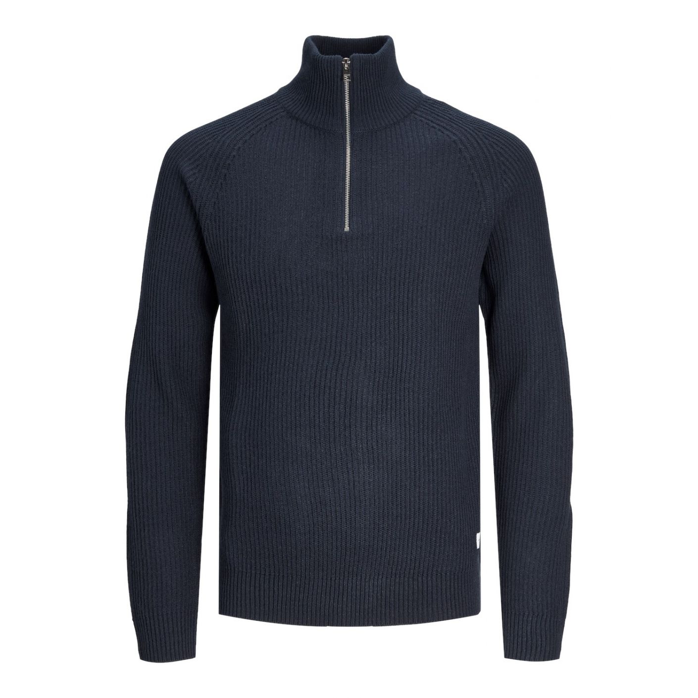 Jack&Jones Blauer gerippter Pullover mit halbem Reißverschluss für Herren