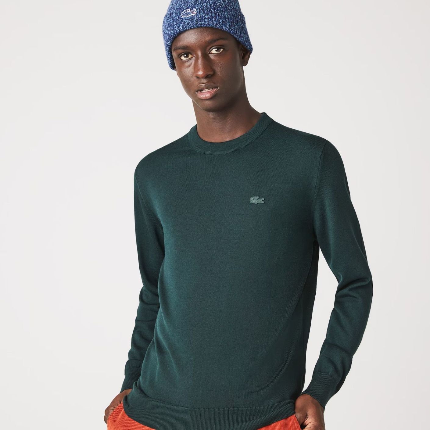 Lacoste Pullover da Uomo in lana Merino con Collo Rotondo