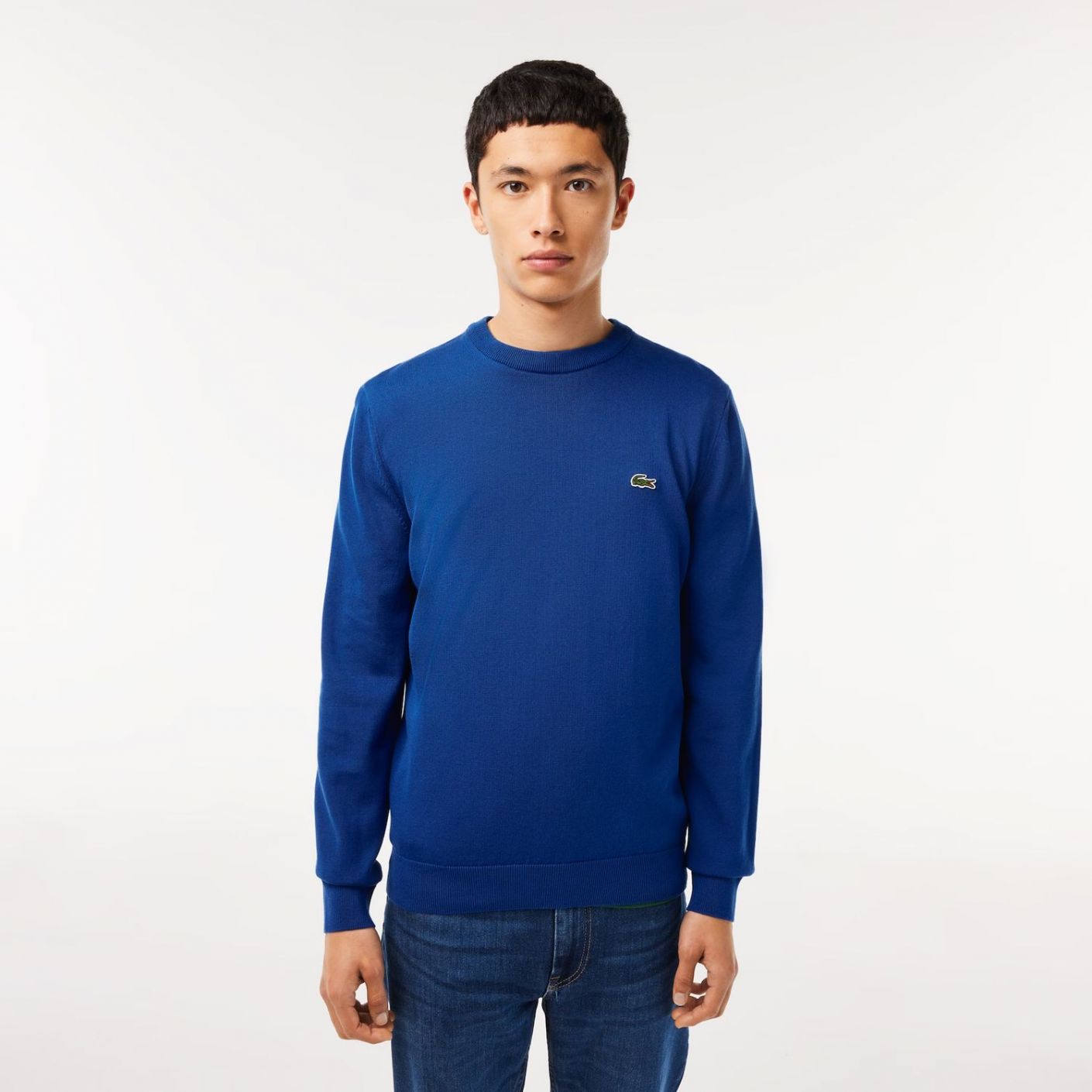 Lacoste Men's Round Neck Pullover Organic Blue Light Blue