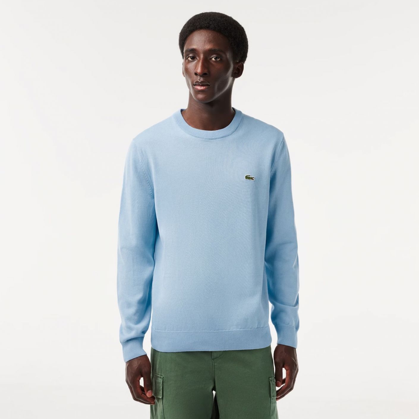 Lacoste Men's Crew Neck Organic Pullover Sky Blue