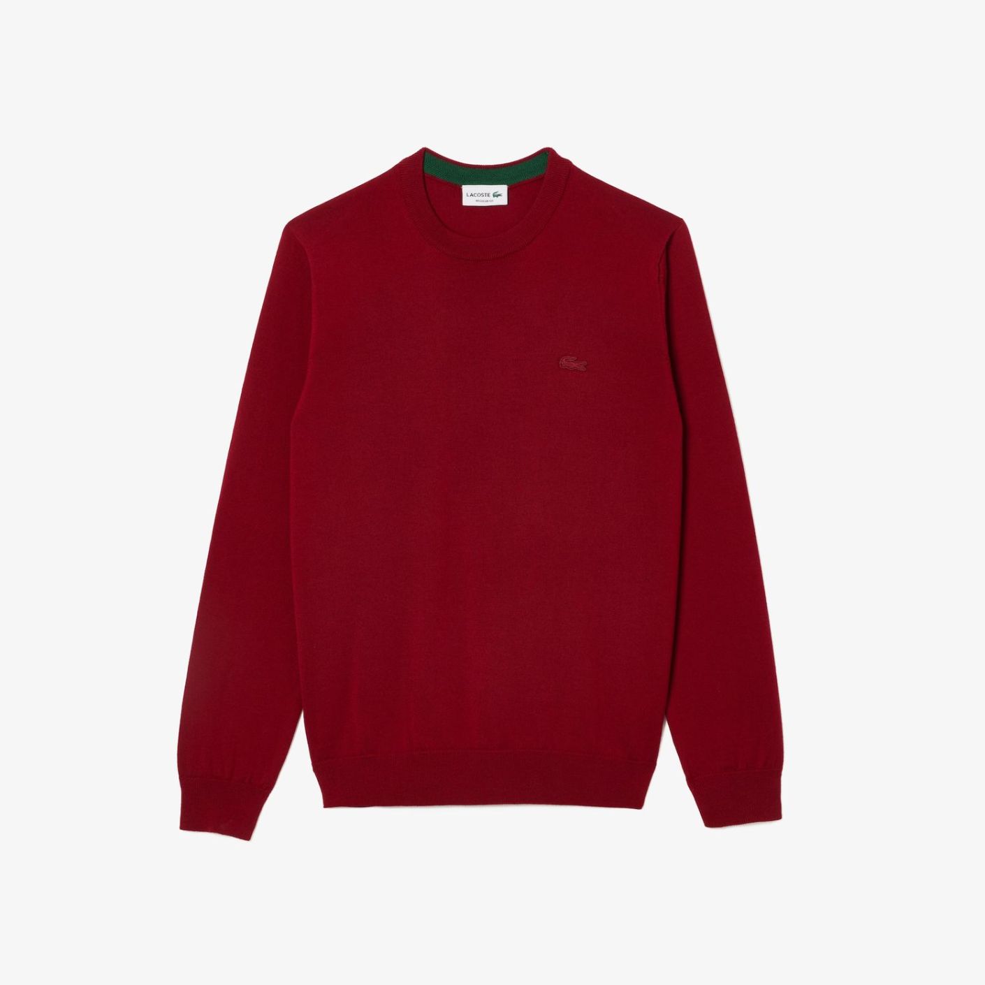 Lacoste Pullover da Uomo in lana Merino con Collo Rotondo Bordeaux