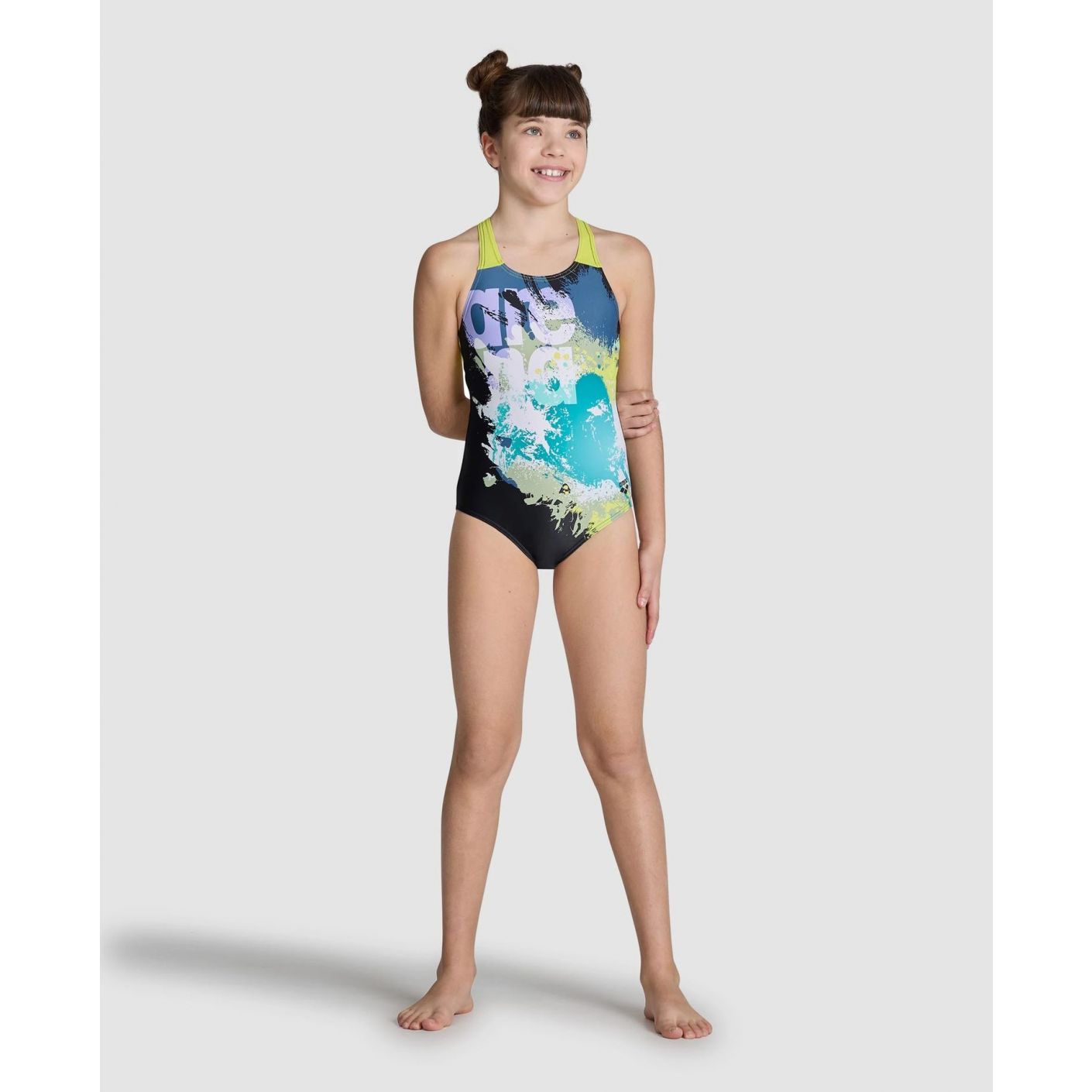 Arena Waves Breaking Costume for Girls Black/Soft Green