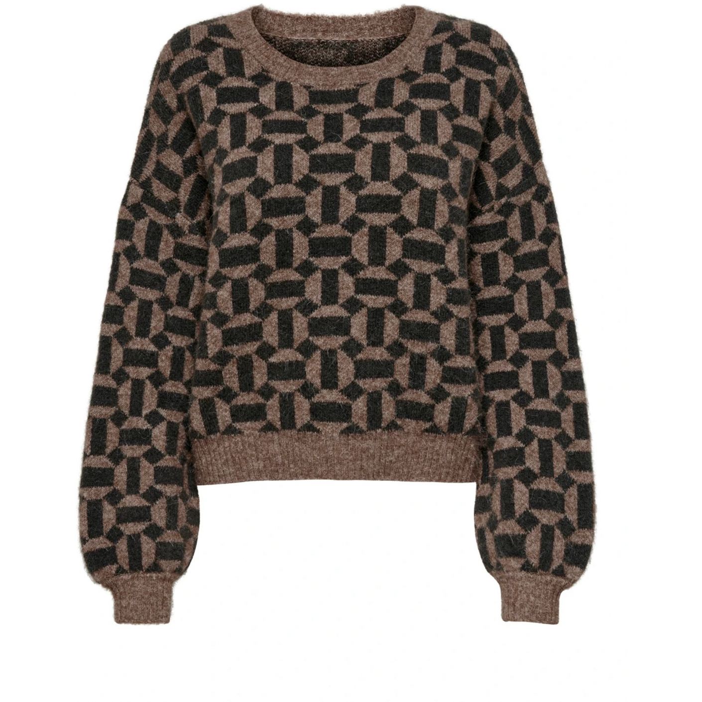 Only Brown Patterned Knit Pullover