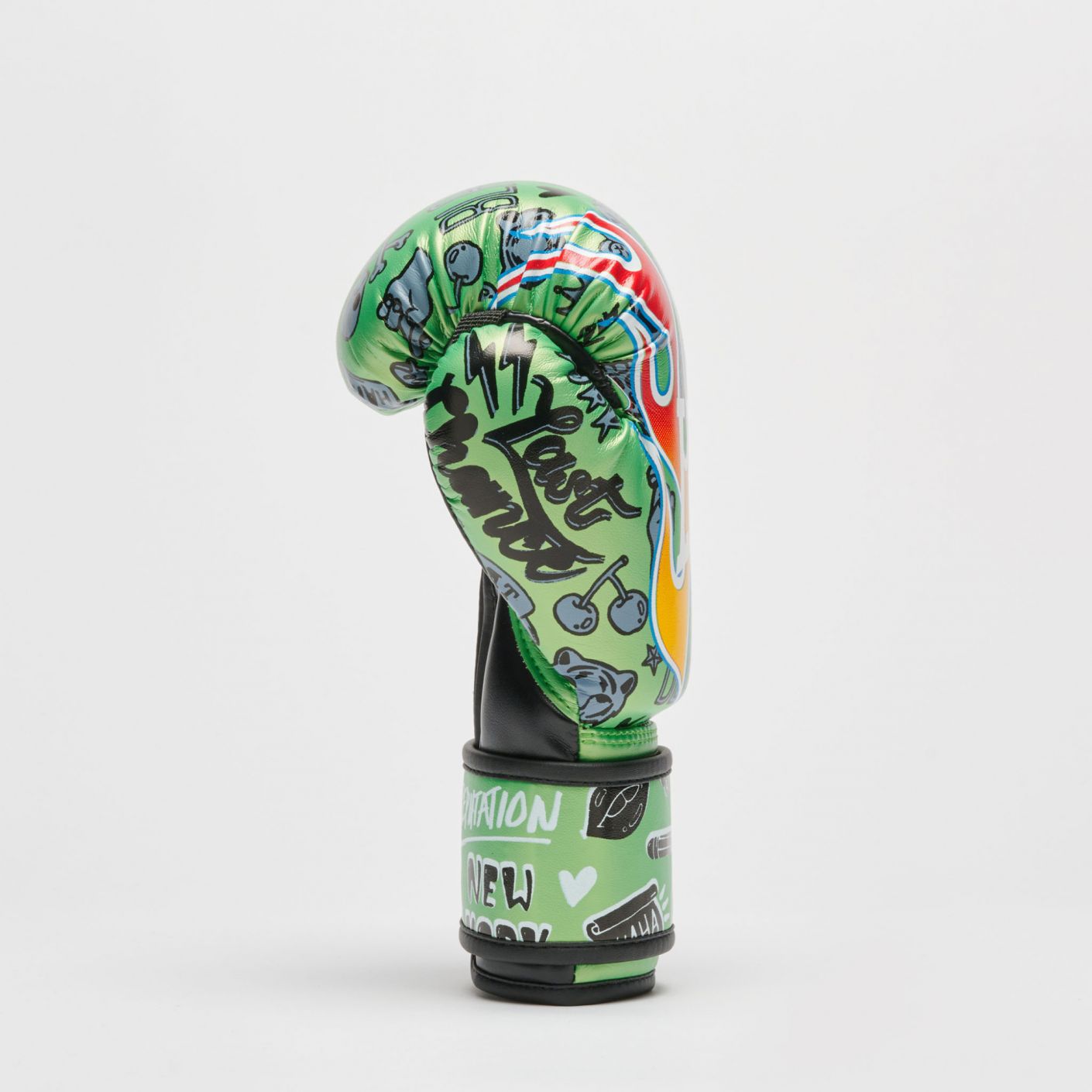 Leone Green Flames Boxing Gloves for Kids