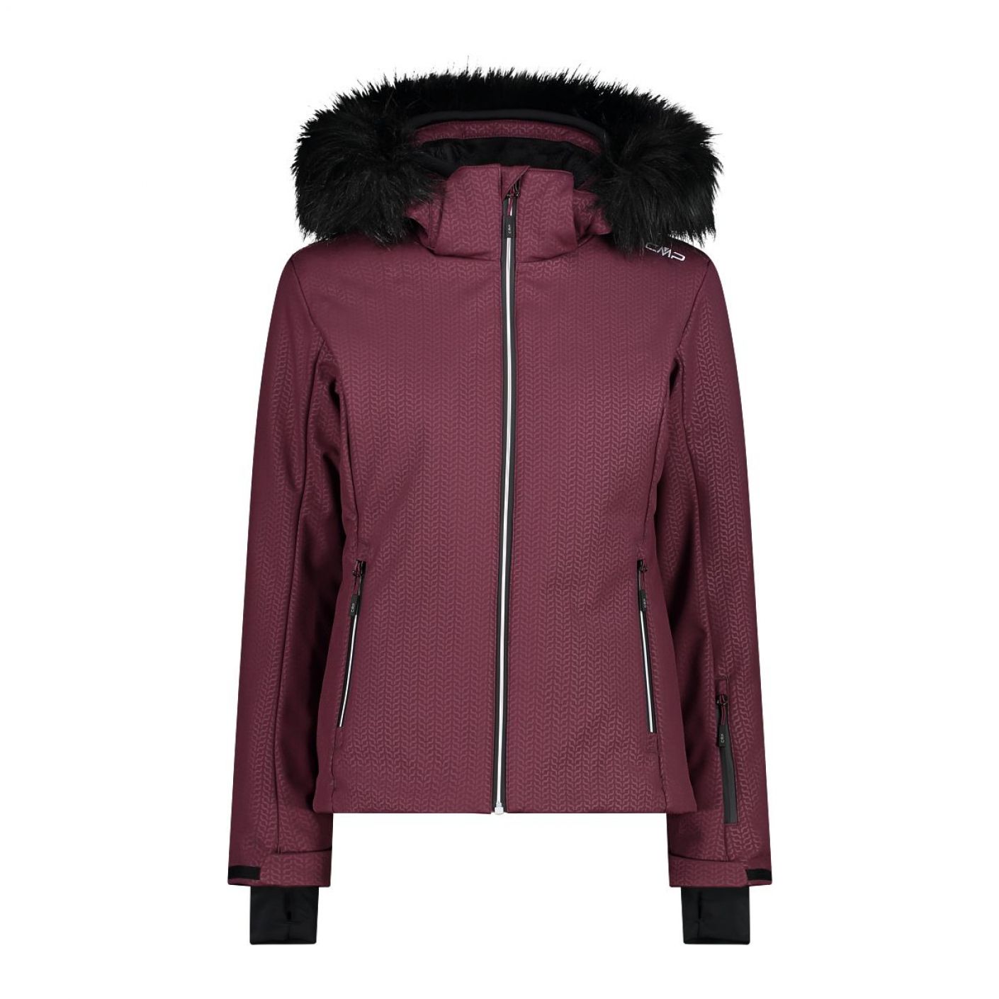 CMP Women's Burgundy Softshell Ski Jacket with Detachable Hood