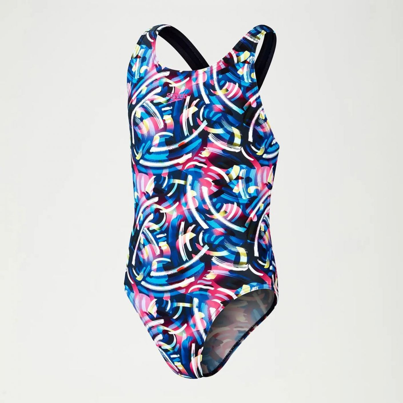 Speedo Leaderback with all over digital print Black/Blue for Girls