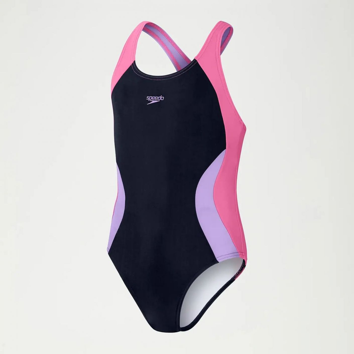 Speedo Colourblock Spiritback Swimsuit Navy/Lilac for Girls