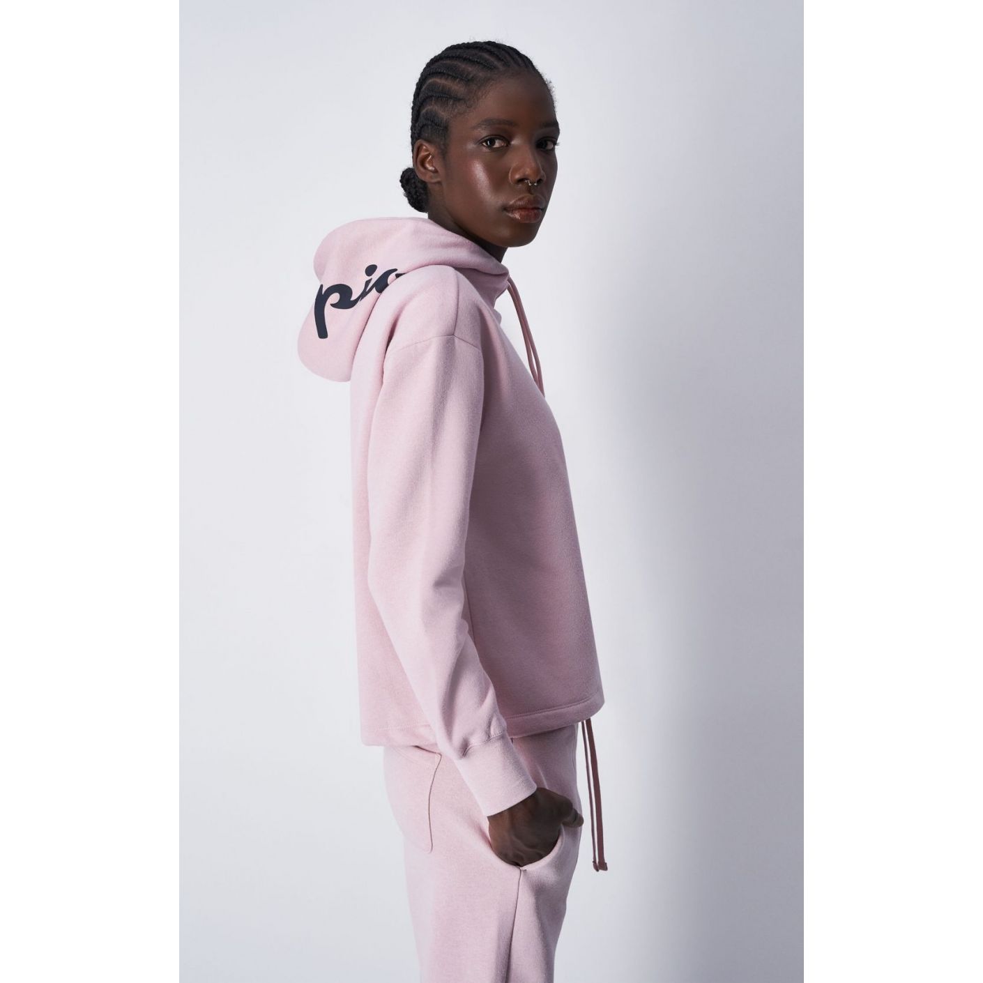 Champion Women's Pink Embroidered Logo Hoodie