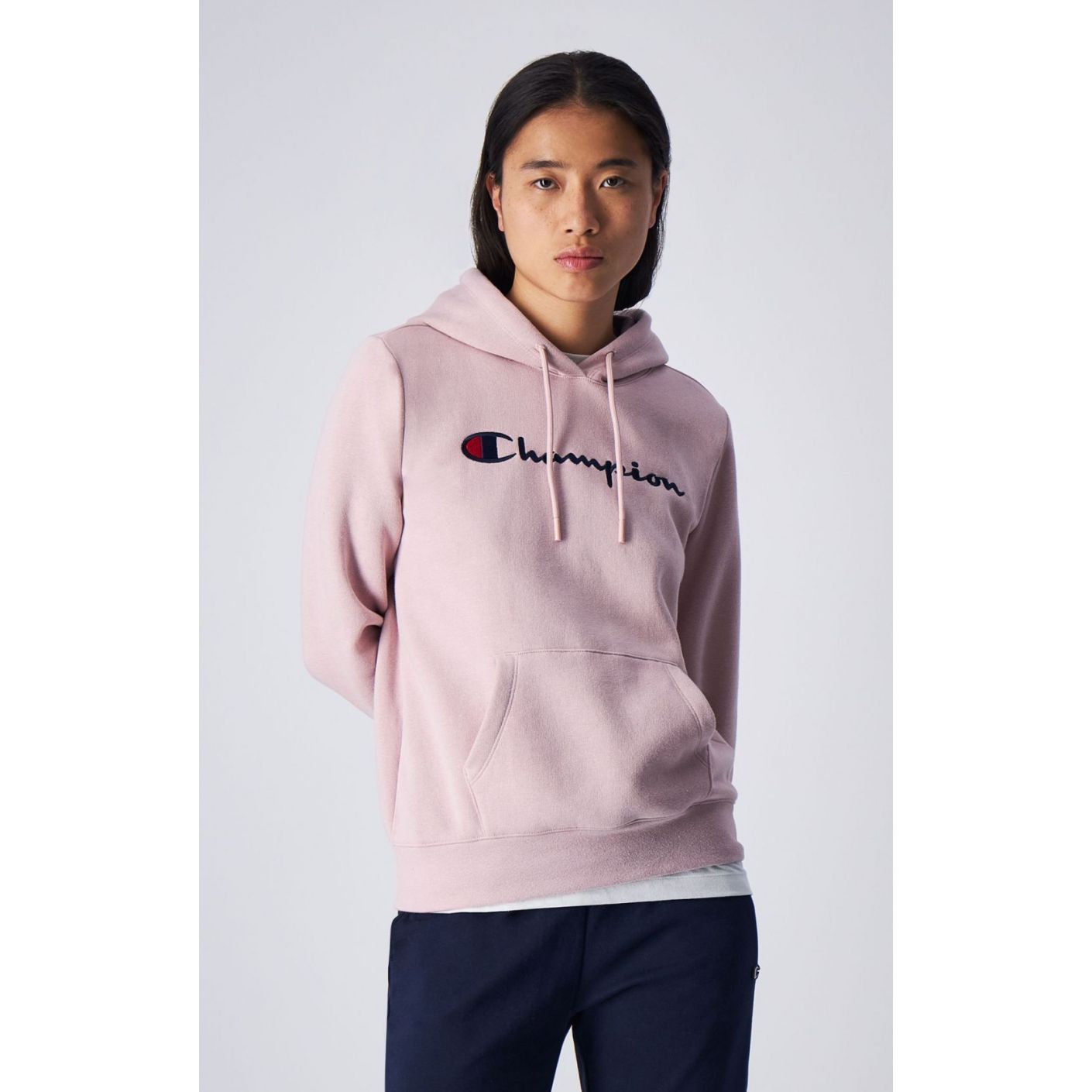 Champion Felpa con Cappuccio e Logo Rosa da Donna