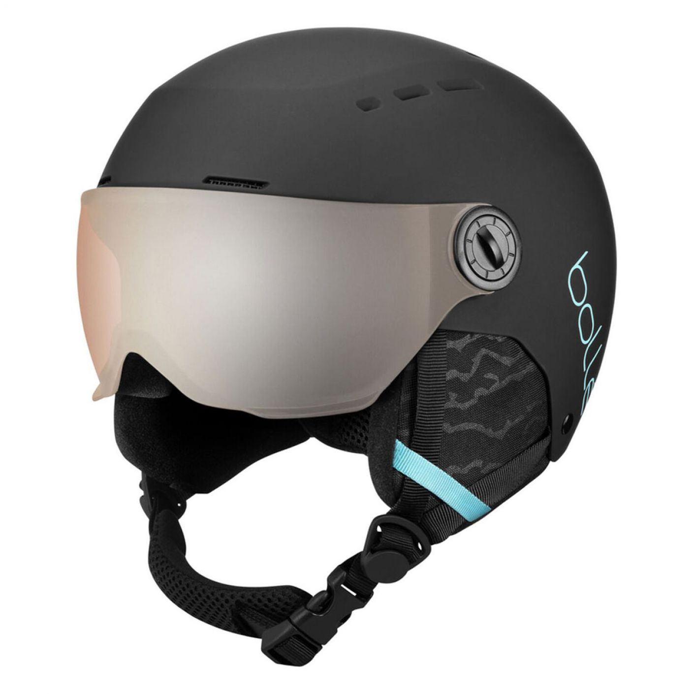 Bollé Quiz Visor XS Black Blue Matte Kids Ski Helmet