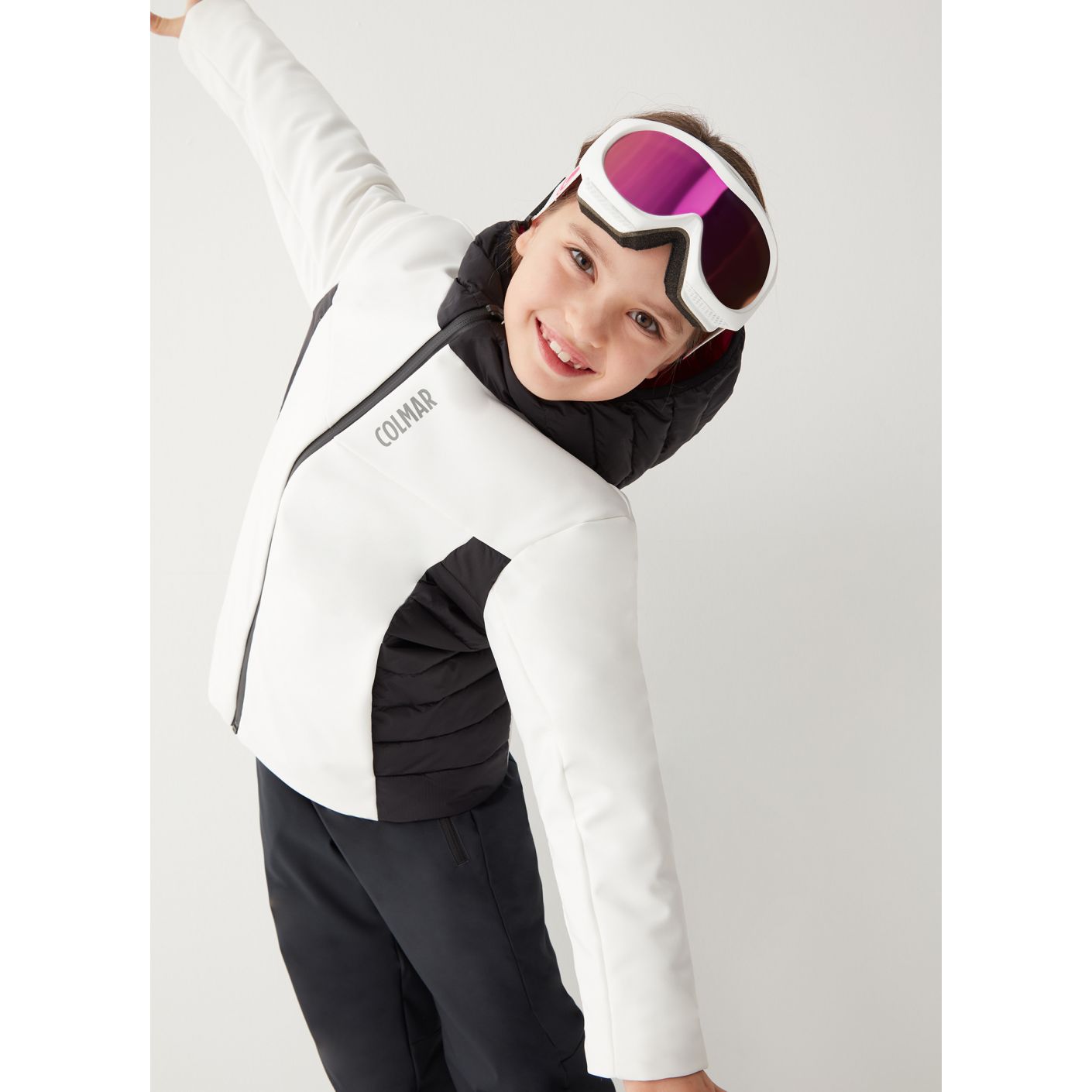 Colmar Kids Ski Jacket with Quilted Inserts White for Girls