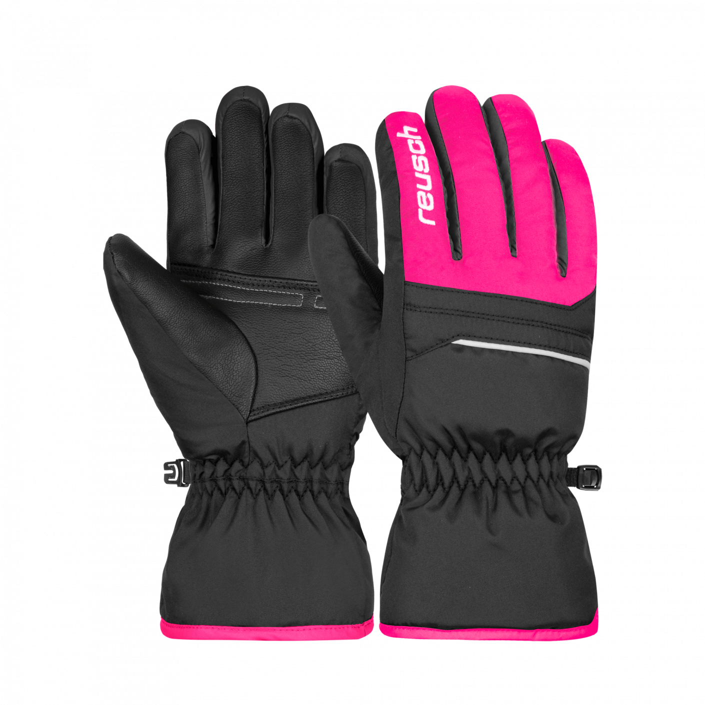 Reusch Alan Black/Pink Glo Ski Gloves for Girls