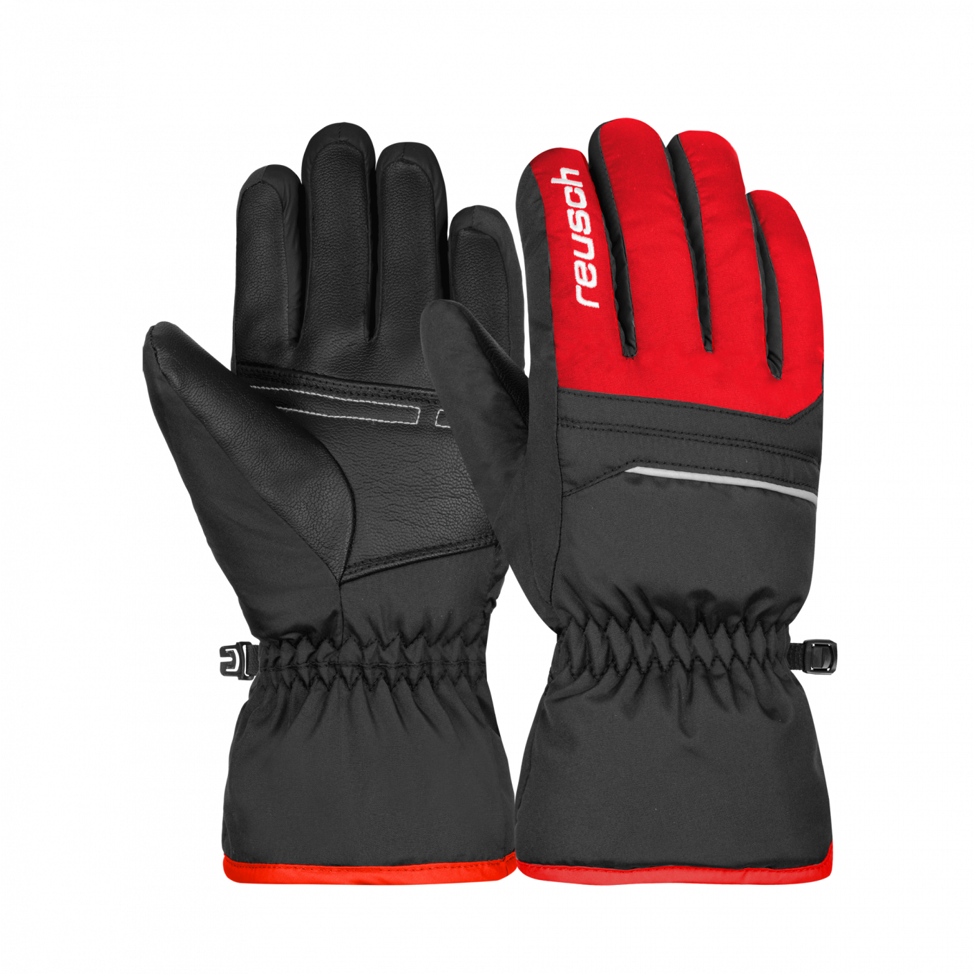 Reusch Alan Black/Fire Red Ski Gloves for Kids